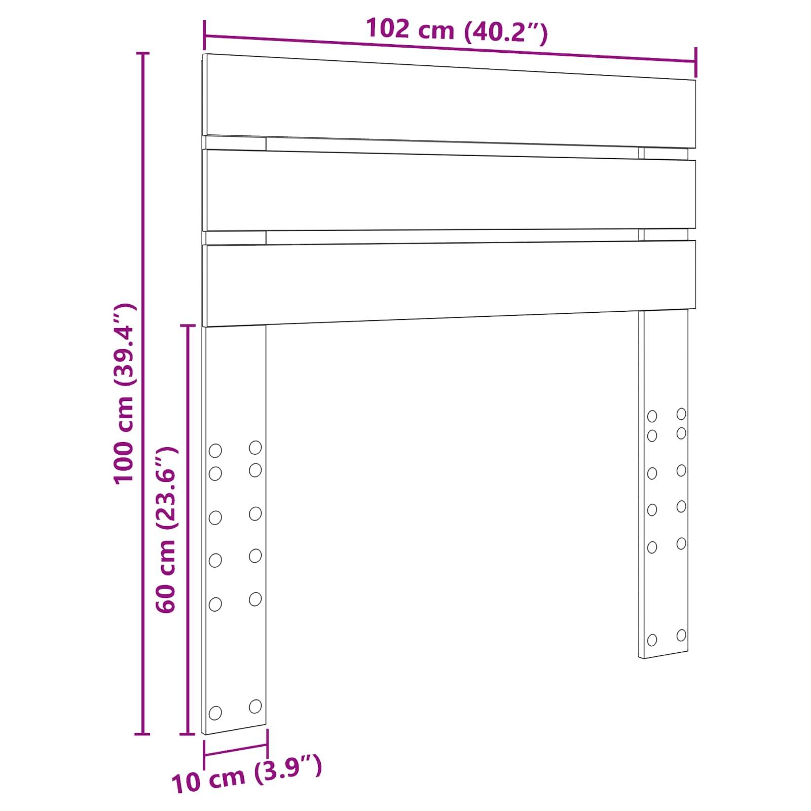 vidaXL Kopfteil Graues Sonoma 100 cm Holzwerkstoff