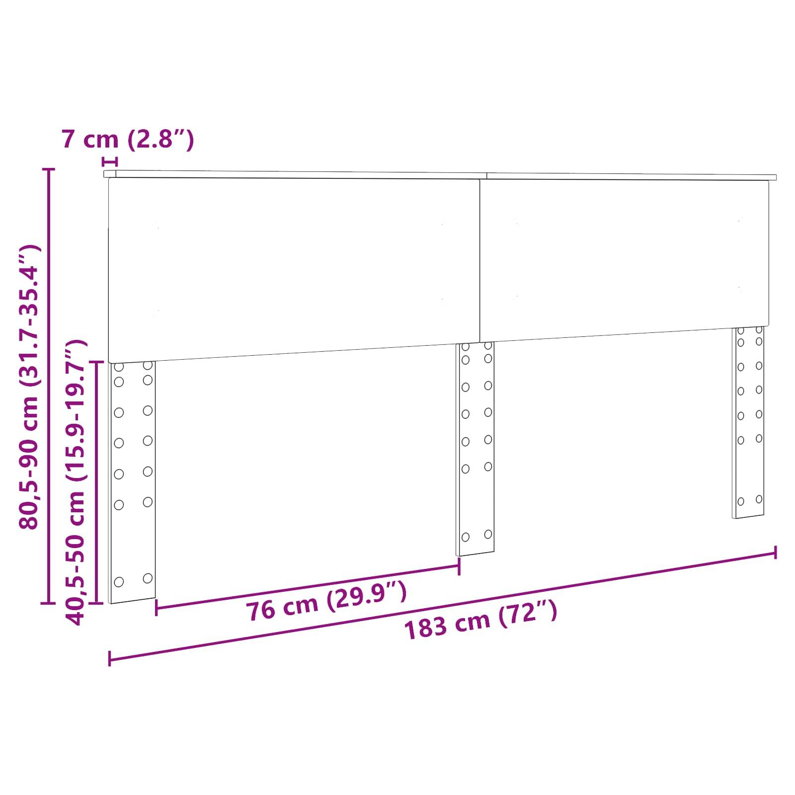 vidaXL Kopfteil Schwarz Eichen-Optik Holzwerkstoff