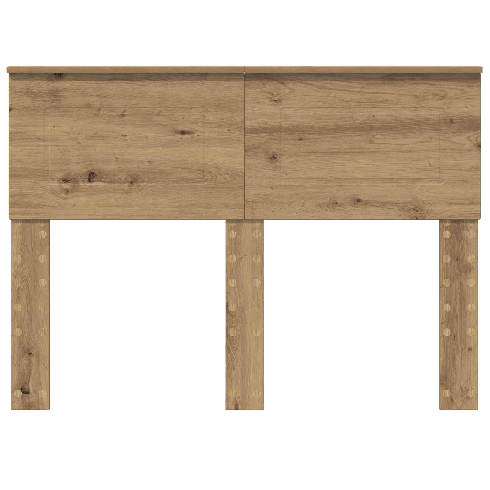 Ein Holzkonsoltisch mit einfachem Design, bestehend aus einer flachen Tischplatte und zwei stabilen Beinen. Das Holz hat eine natürliche Oberflächenbehandlung und sichtbare Maserung.