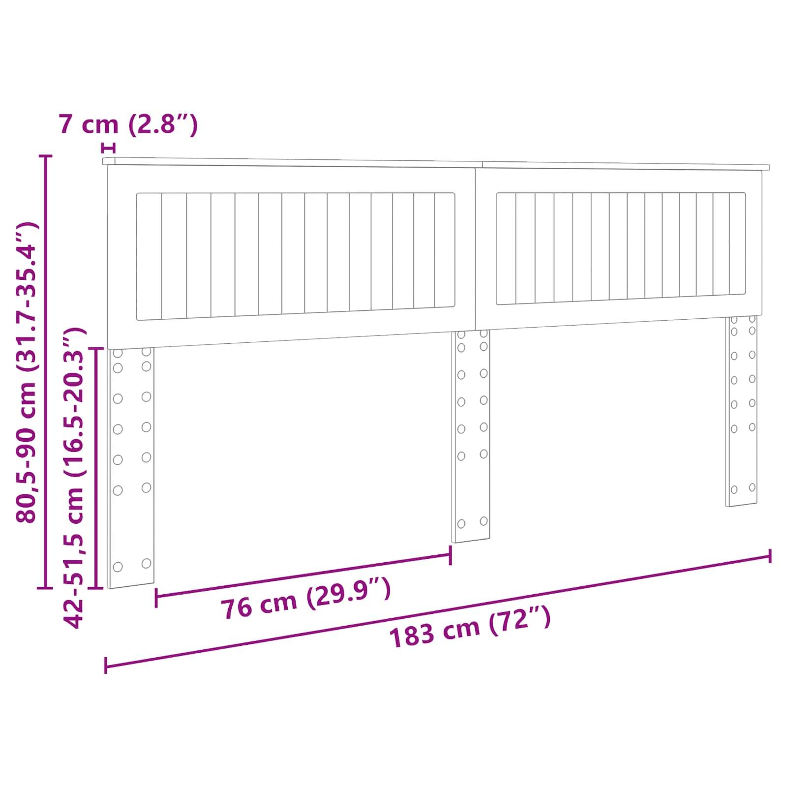 vidaXL Kopfteil Braun Eichen-Optik 180 cm Holzwerkstoff