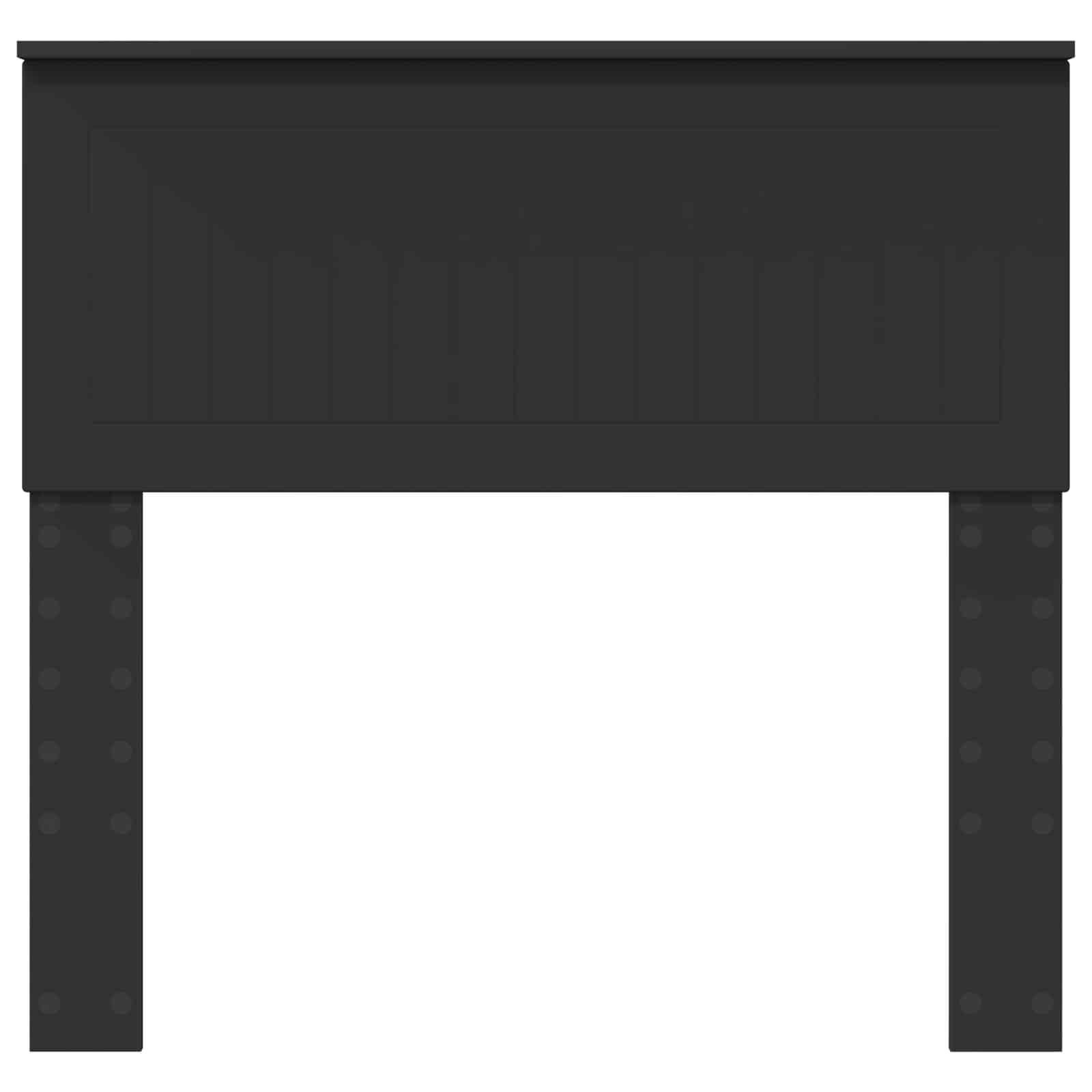 Ein schwarzes Metallstiftbett-Beinunterstützungselement mit flacher Oberseite und zwei perforierten Beinen.