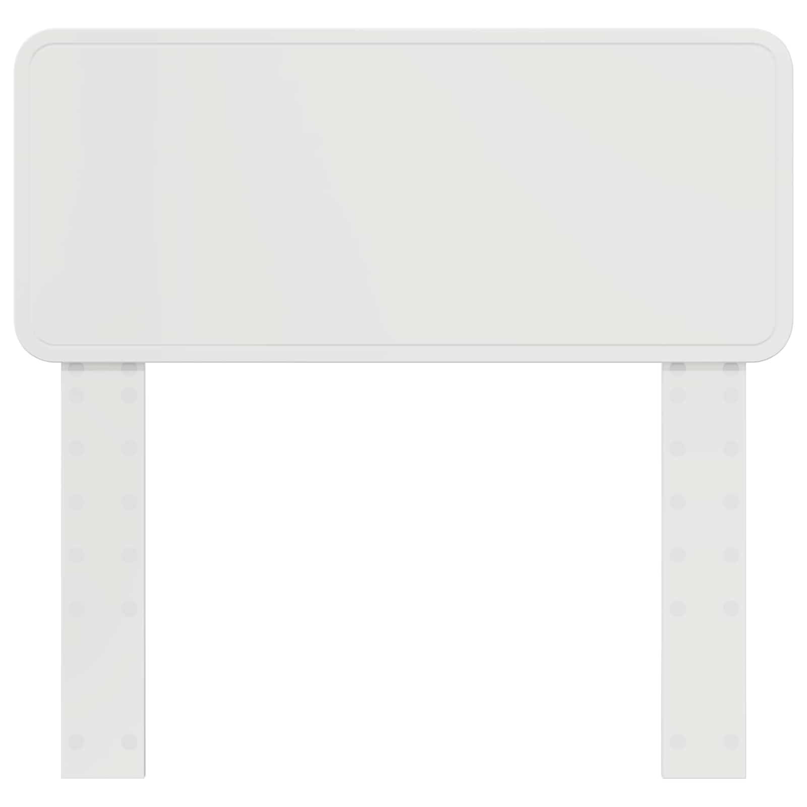 Holzkopfteil mit abgerundeten Kanten, das ein natürliches Holzmaserungsmuster aufweist. Es verfügt über zwei verstellbare Stützbeine.