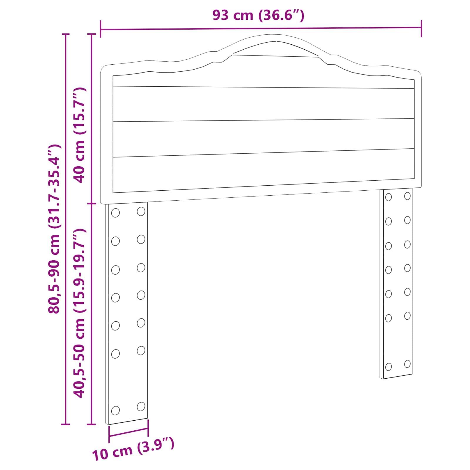 Kopfteil-Abmessungen: 93 cm (36,6