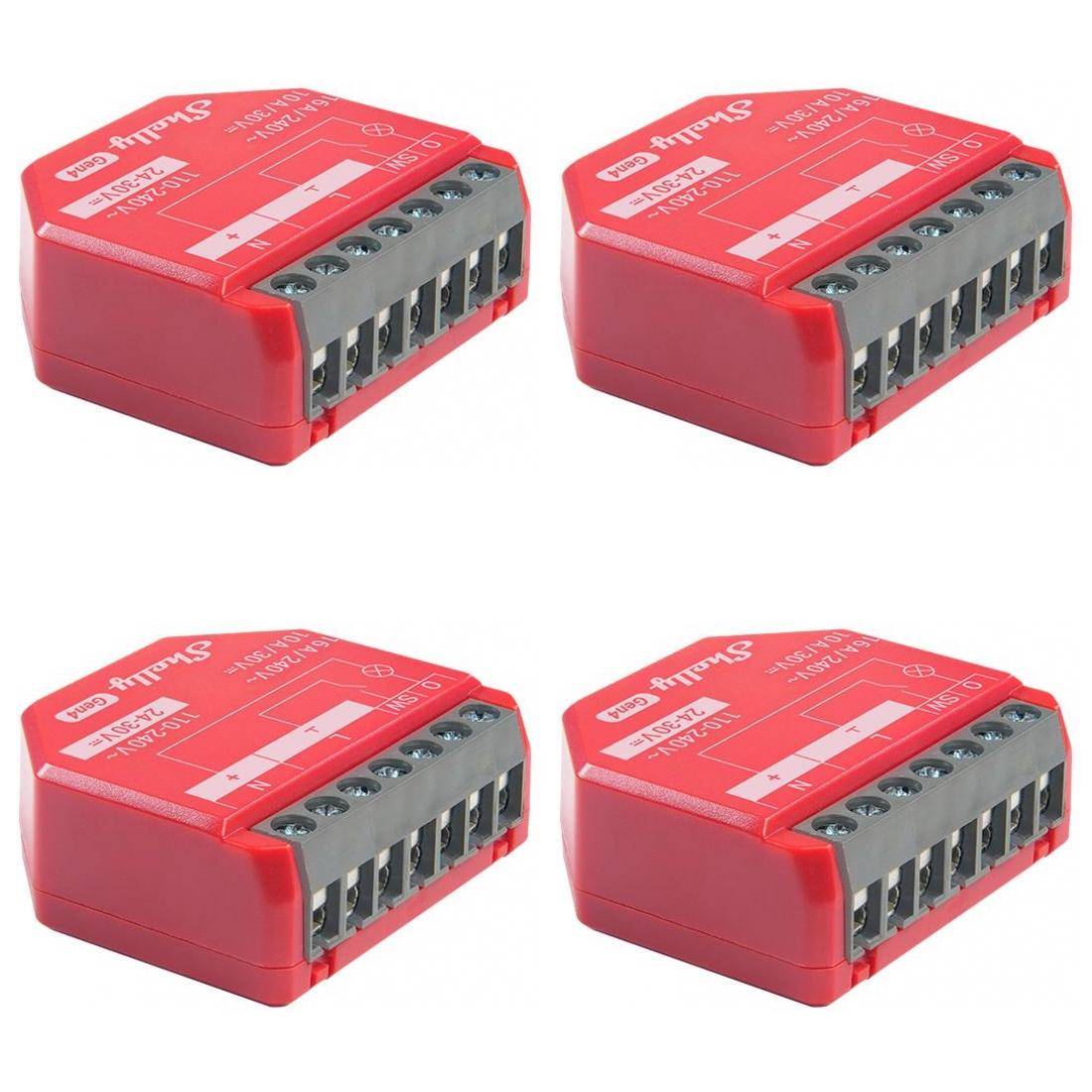 Shelly 1PM Gen4, Schaltaktor mit Messfunktion, 16A, WLAN, Zigbee, Matter, Bluetooth, 4er Pack