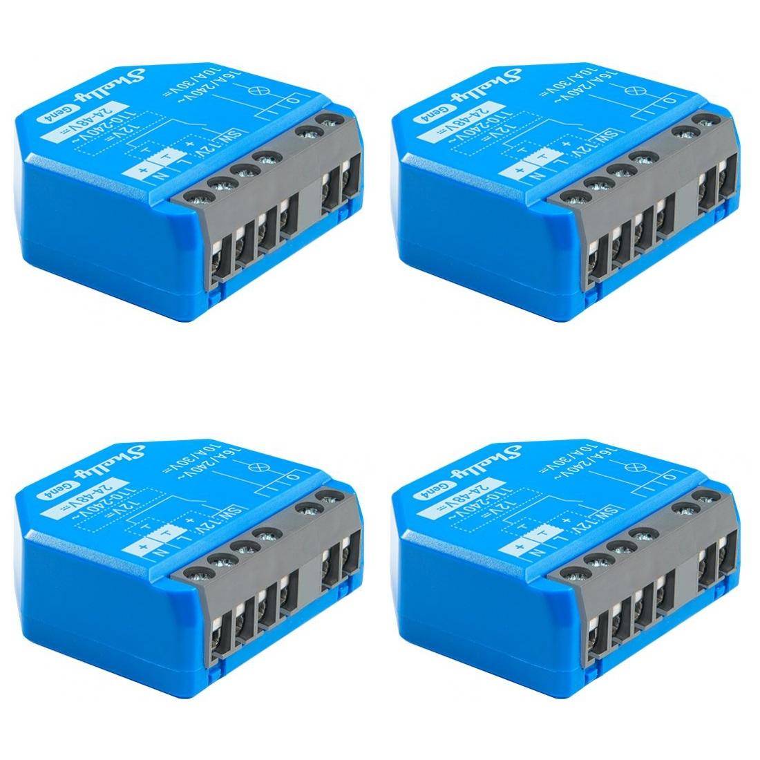 Shelly 1 Gen4, Schaltaktor, 16A, WLAN, Zigbee, Matter, Bluetooth, 4er Pack