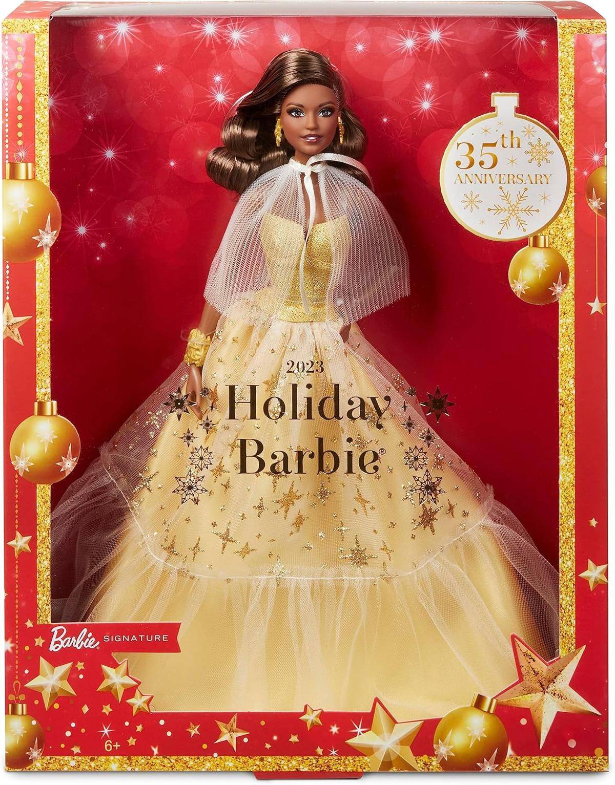 Barbie Signature 2023 Holiday Puppe 35. Edition mit goldenem Kleid 6+ HJX05