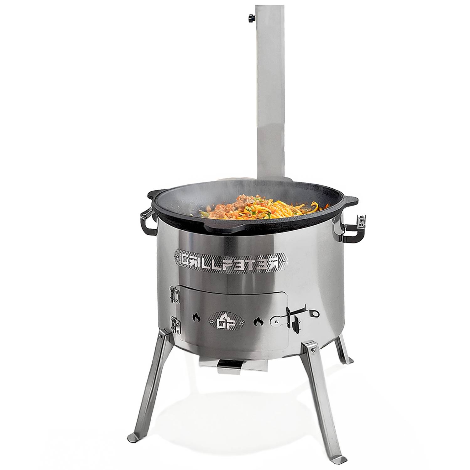 Utschak Timur Ø50 cm Edelstahl mit Kazan 22L Gasbrenner Abdeckhaube