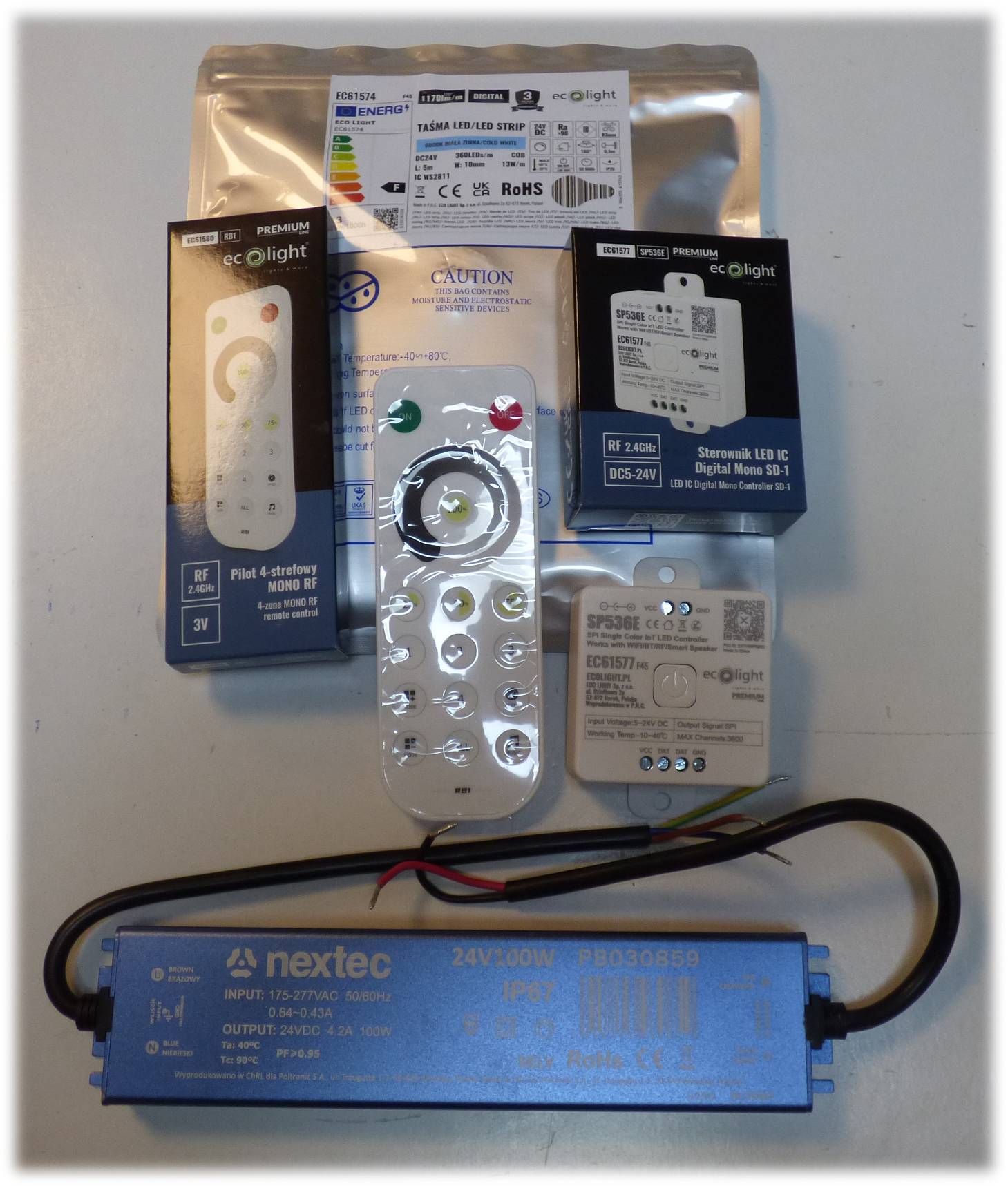 5423 LED IC-Digital Band SET 5m +Netzteil und Contr. + FB Kalt Weiß