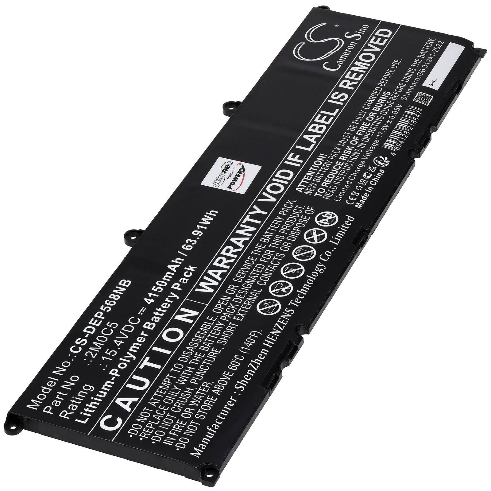 Powery Akku kompatibel mit Dell Typ 9FTVV, 15,4V, Li-Polymer