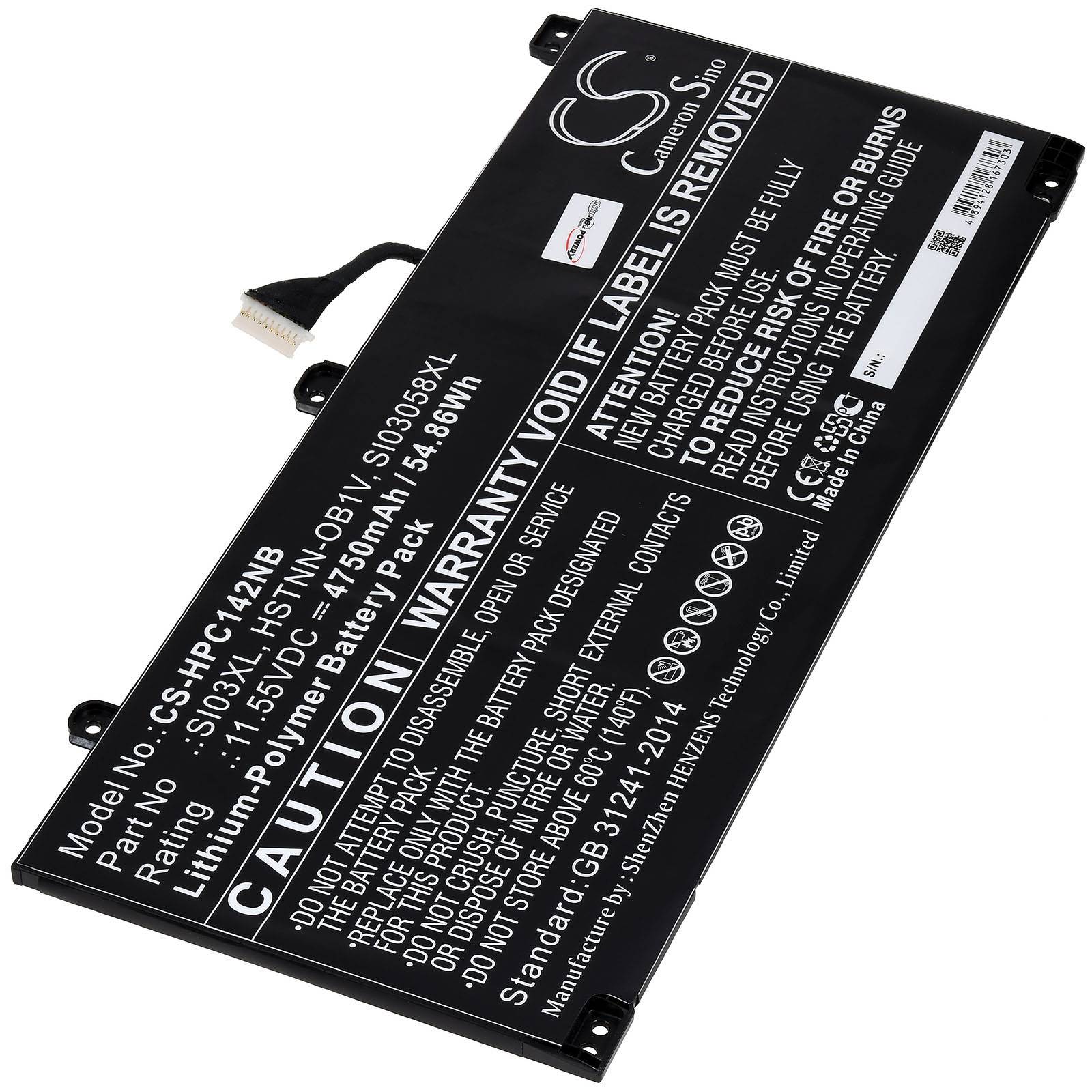 Powery Akku passend für Laptop HP Chromebook 14B Typ SI03XL Typ HSTNN-IB9S, 11,55V, Li-Polymer
