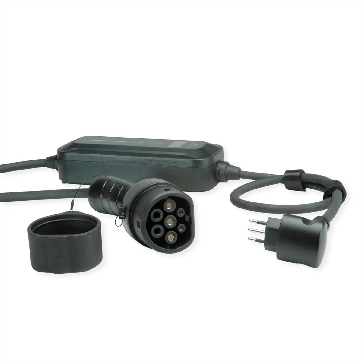 ROLINE Tragbares E-Auto Ladegerät, CEI23-50 (IT, Typ-L) &amp, Typ2 Stecker, 1-phasig, Mode 2, 16 A,