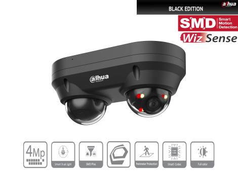 Dahua - IPC-HDBW2449FP-AS-E2-IL-0280B-Black - IP -Dome, - 2x 4MP/WizMind/SMD - 2x 2,8mm fix Objektiv - Max. IR Reichwei