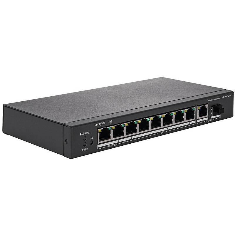 ABUS ITAC10111 8-Port PoE Gigabit Switch, Switch | Anwendung: Videoüberwachung | Farbe: Schwarz