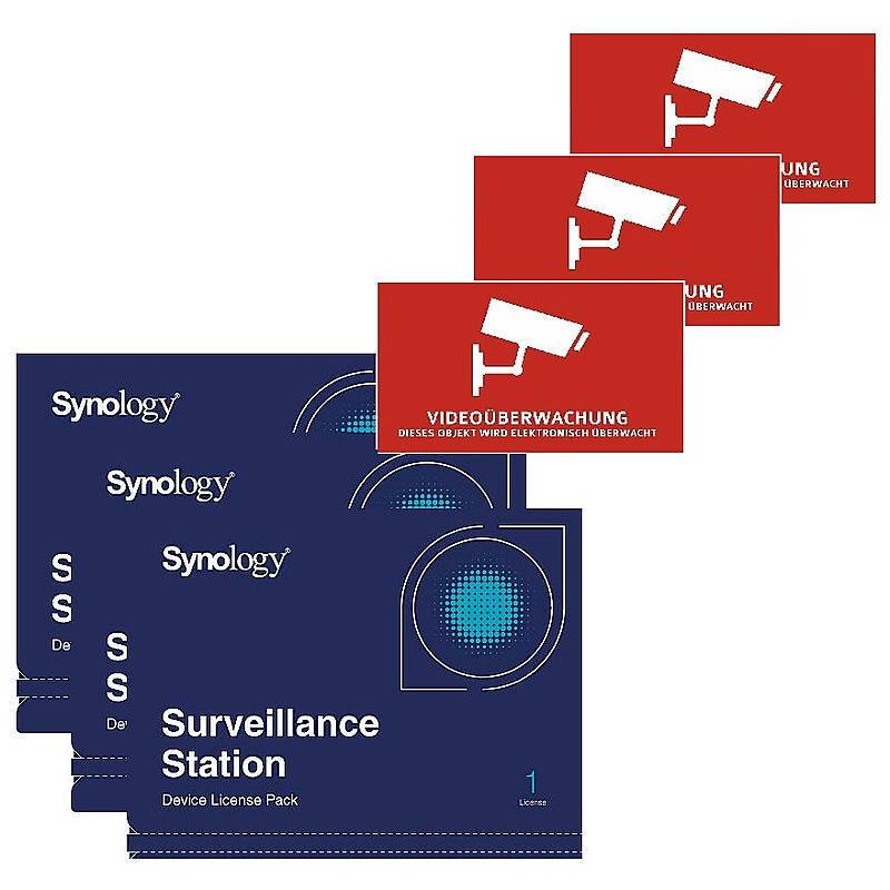 Synology 3x Device License + 3x Videoaufkleber, Set-Inhalt: 3x Aufkleber, 3x Software-Lizenz | SOFTWARE-LIZENZ SET | Ka