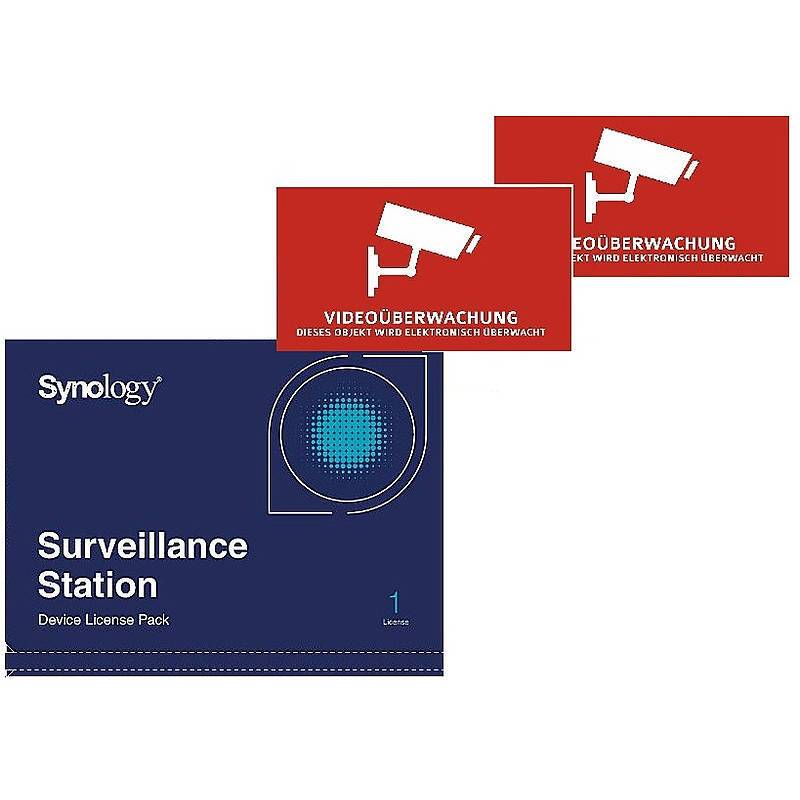 Synology 1x Device License + 2x Videoaufkleber, Set-Inhalt: Lizenz, 2x Aufkleber | SOFTWARE-LIZENZ | Kameras max.: 1 |