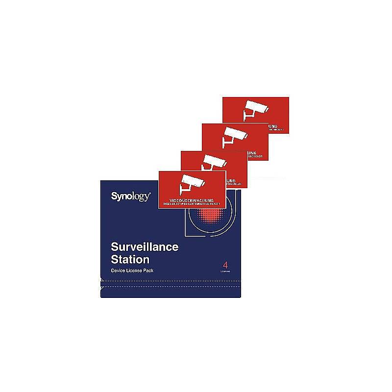 Synology 4x Device License + 4x Videoaufkleber, Set-Inhalt: 4x Aufkleber, 4x Software-Lizenz | SOFTWARE-LIZENZ SET | Ka