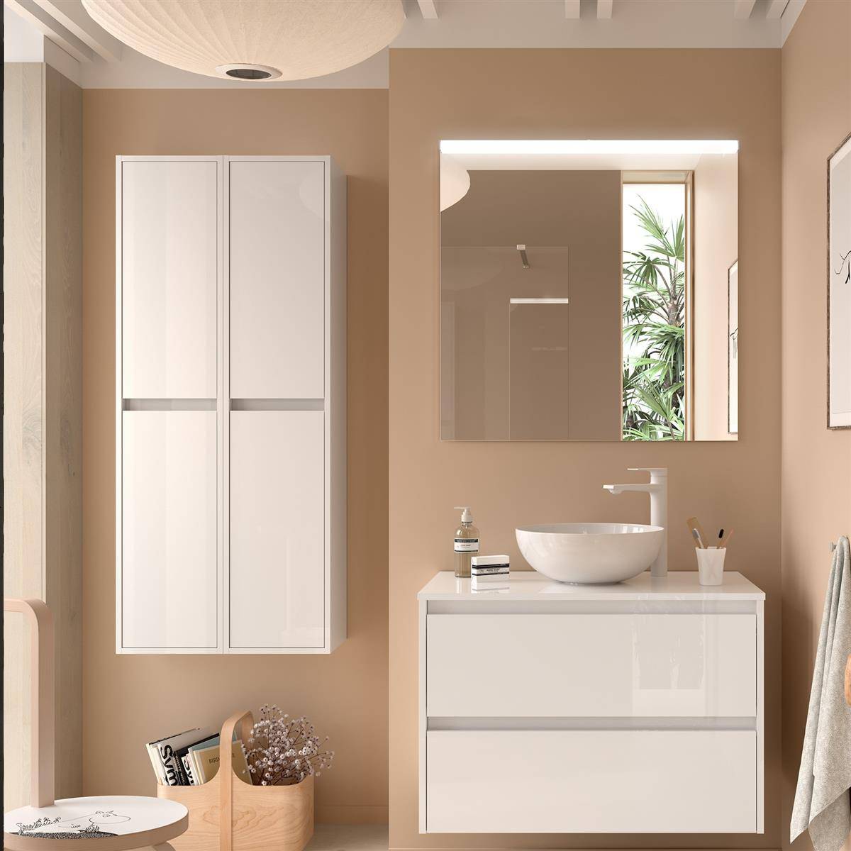 Badezimmermöbel BALTIC 1000 2 Schubladen WHITE GLOSS + Waschtisch-Platte