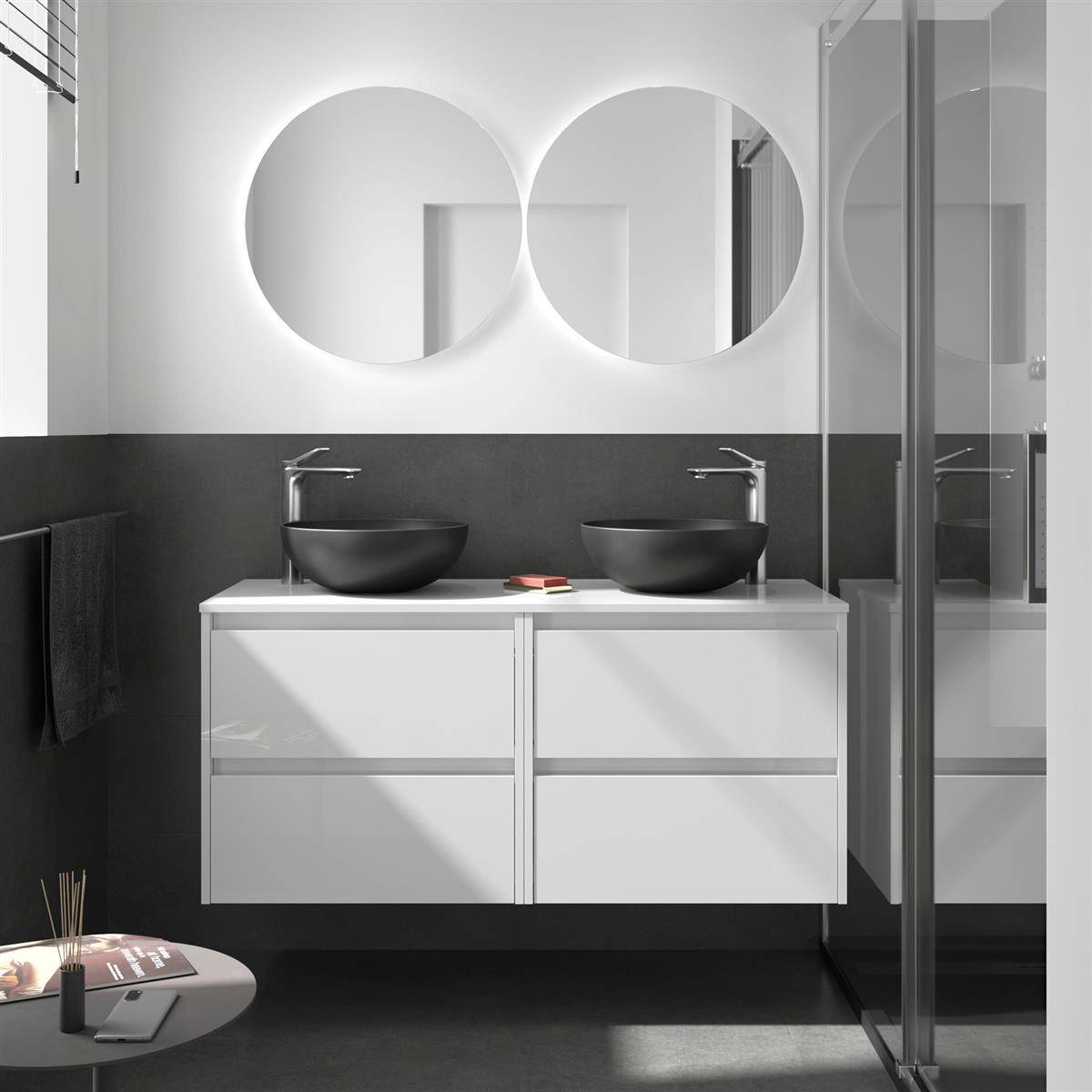 Badezimmermöbel BALTIC 1400 4 Schubladen WHITE GLOSS + Waschtisch-Platte