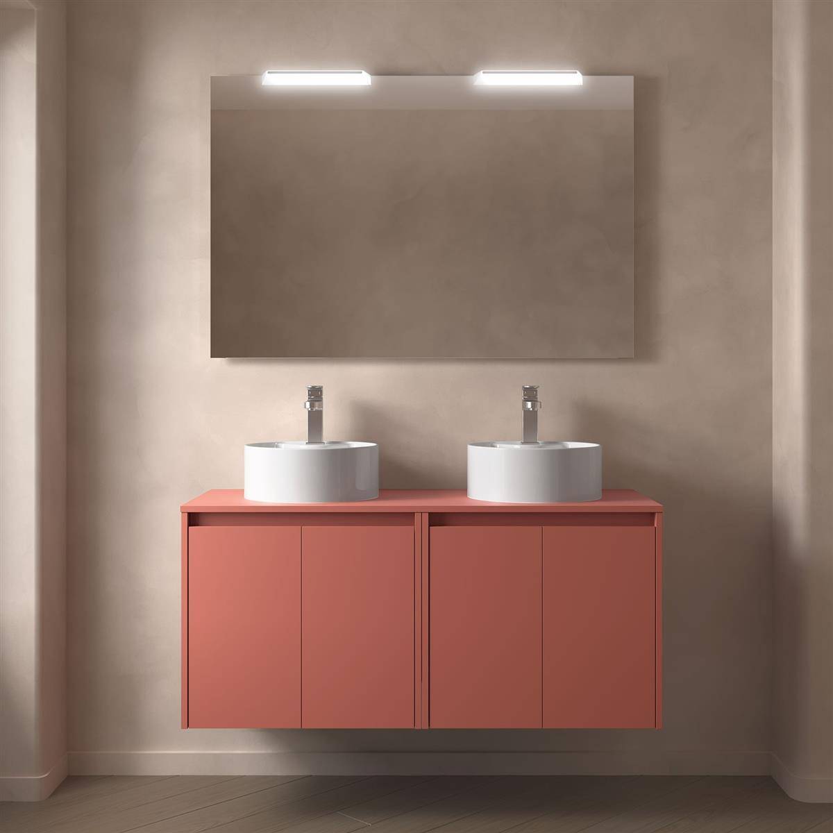 Badezimmermöbel BALTIC 1200 4 Türen RED SATIN + Waschtisch-Platte