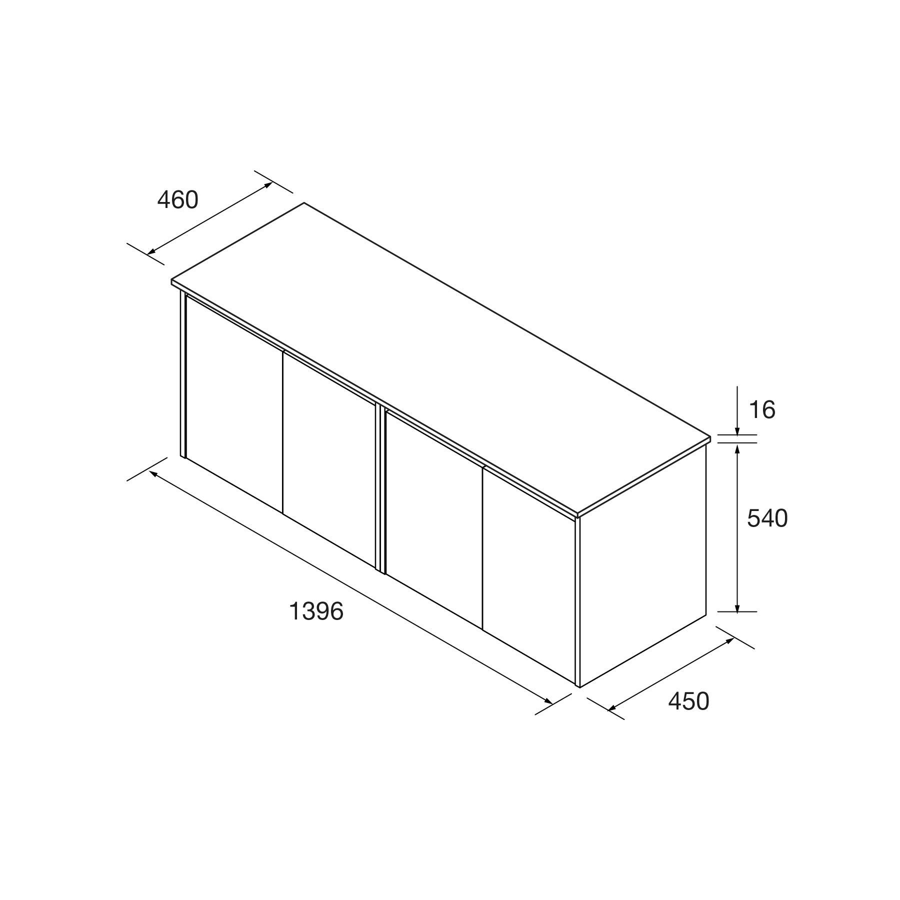Salgar Badezimmermöbel NOJA 1400 4 Türen WHITE GLOSS + Waschtisch-Platte