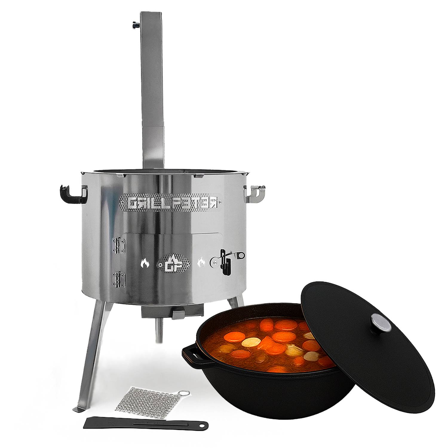 Utschak Timur Ø45 cm Edelstahl Kazan 20L aus Gusseisen Zubehör