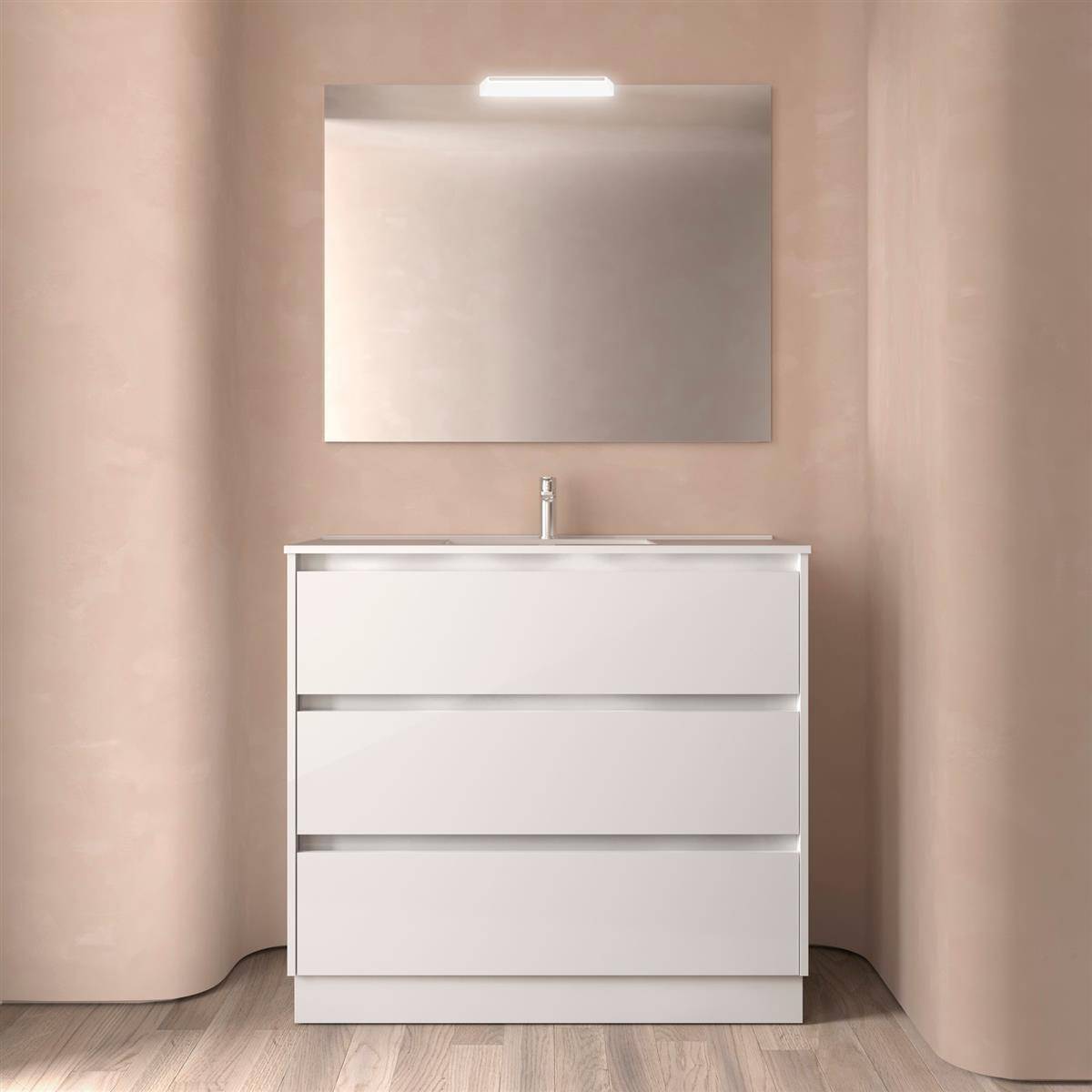 Badezimmermöbel BALTIC 1000 3 Schubladen WHITE GLOSS + Waschtisch