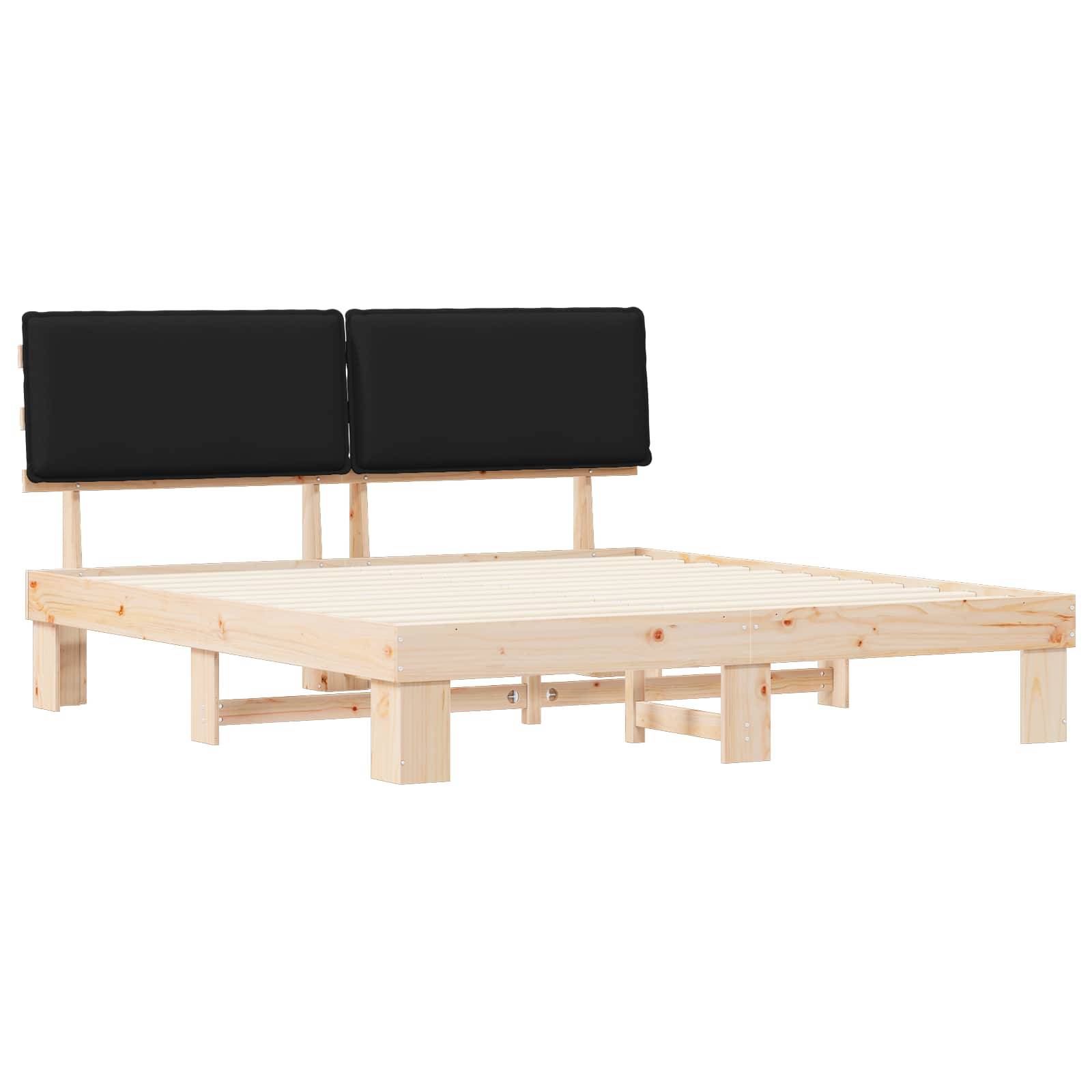 vidaXL Bettgestell mit gepolstertem Kopfteil Schwarz 180 x 200 cm