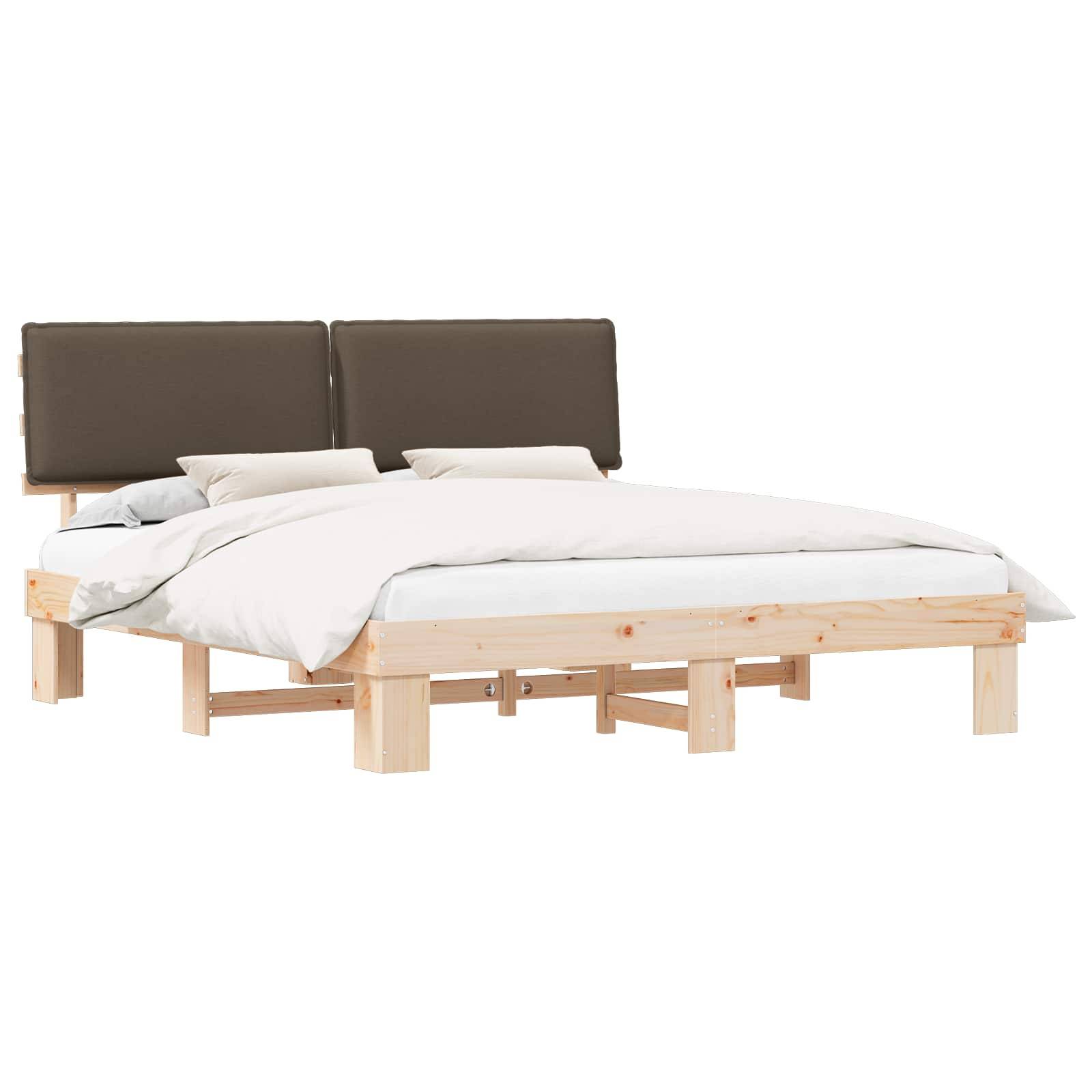 vidaXL Bettgestell mit gepolstertem Kopfteil Taupe 180 x 200 cm
