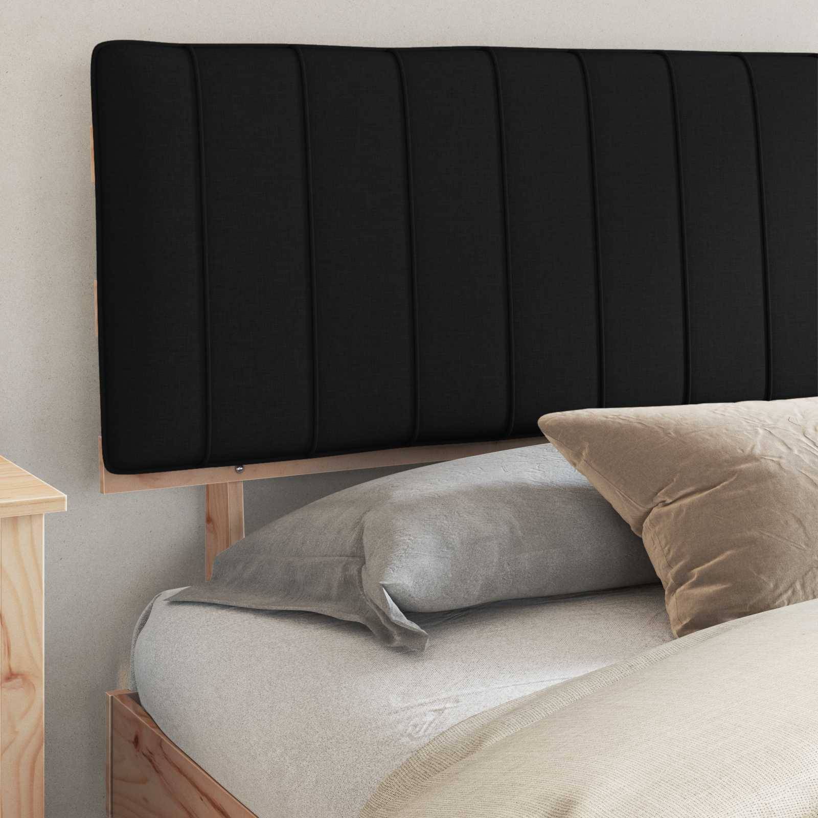vidaXL Bettgestell mit gepolstertem Kopfteil Schwarz 200 x 200 cm