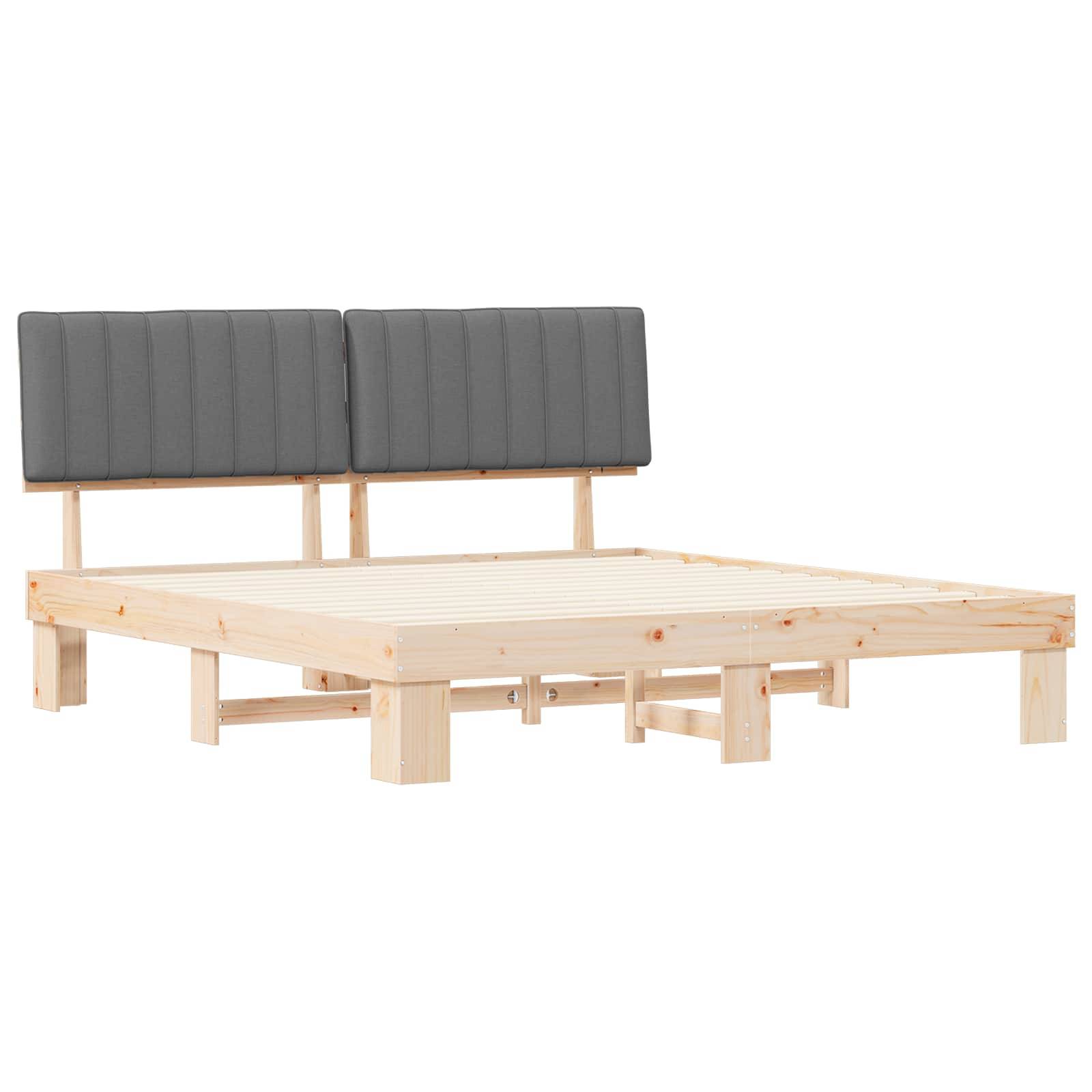 vidaXL Bettgestell mit gepolstertem Kopfteil Hellgrau 180 x 200 cm