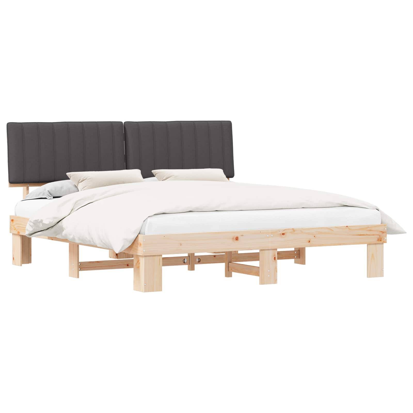 vidaXL Bettgestell mit gepolstertem Kopfteil Dunkelgrau 180 x 200 cm