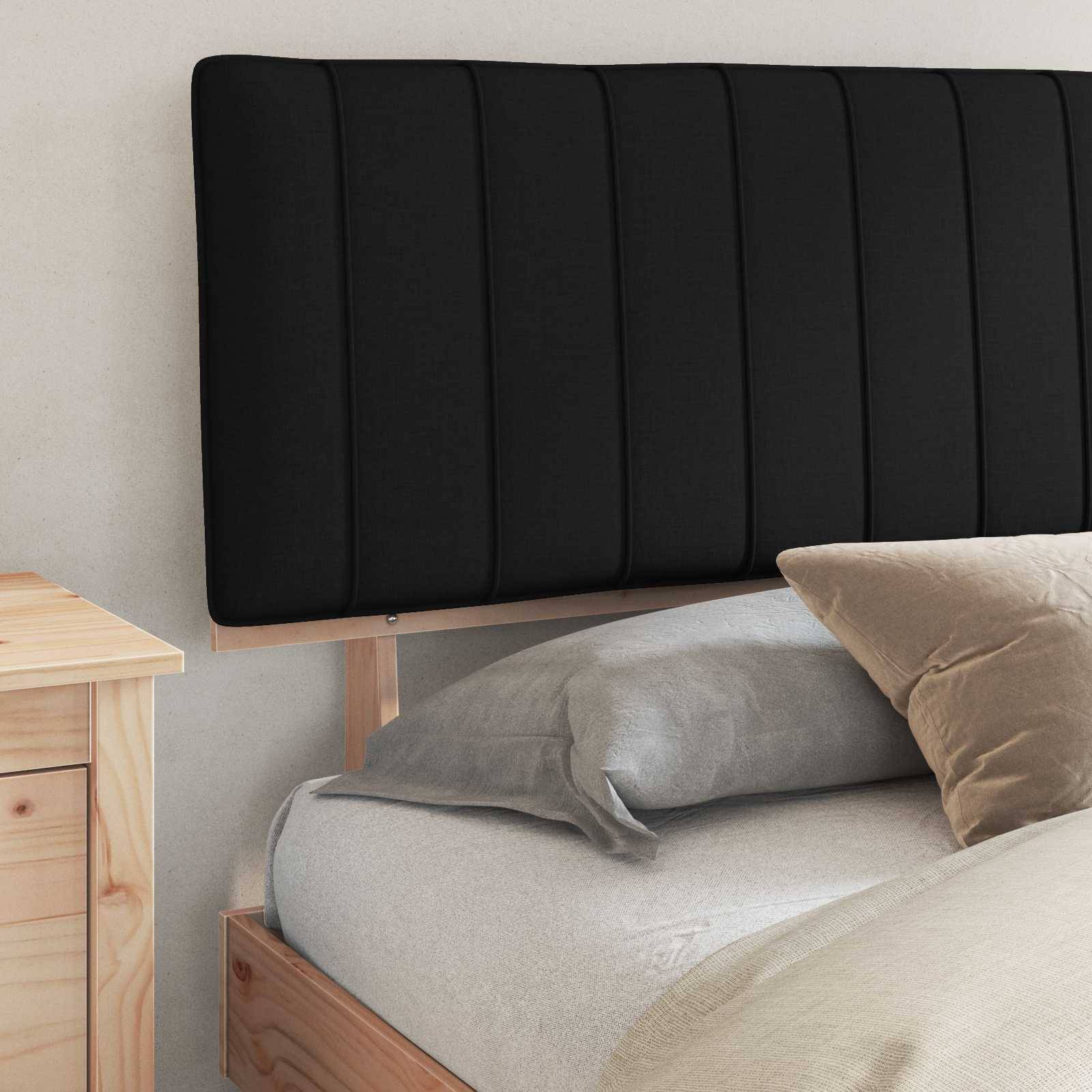 vidaXL Bettgestell mit gepolstertem Kopfteil Schwarz 180 x 200 cm