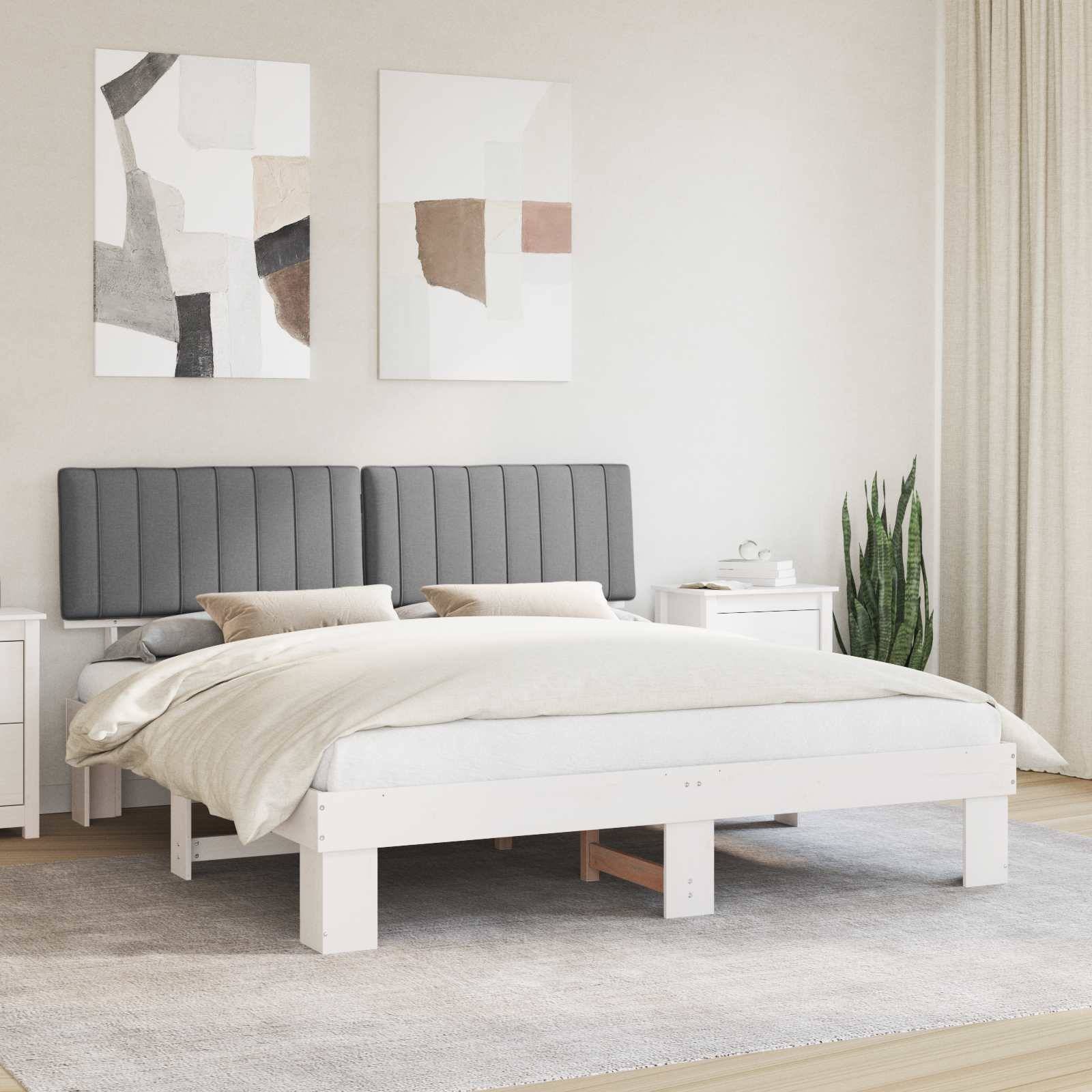 vidaXL Bettgestell mit gepolstertem Kopfteil Hellgrau 180 x 200 cm