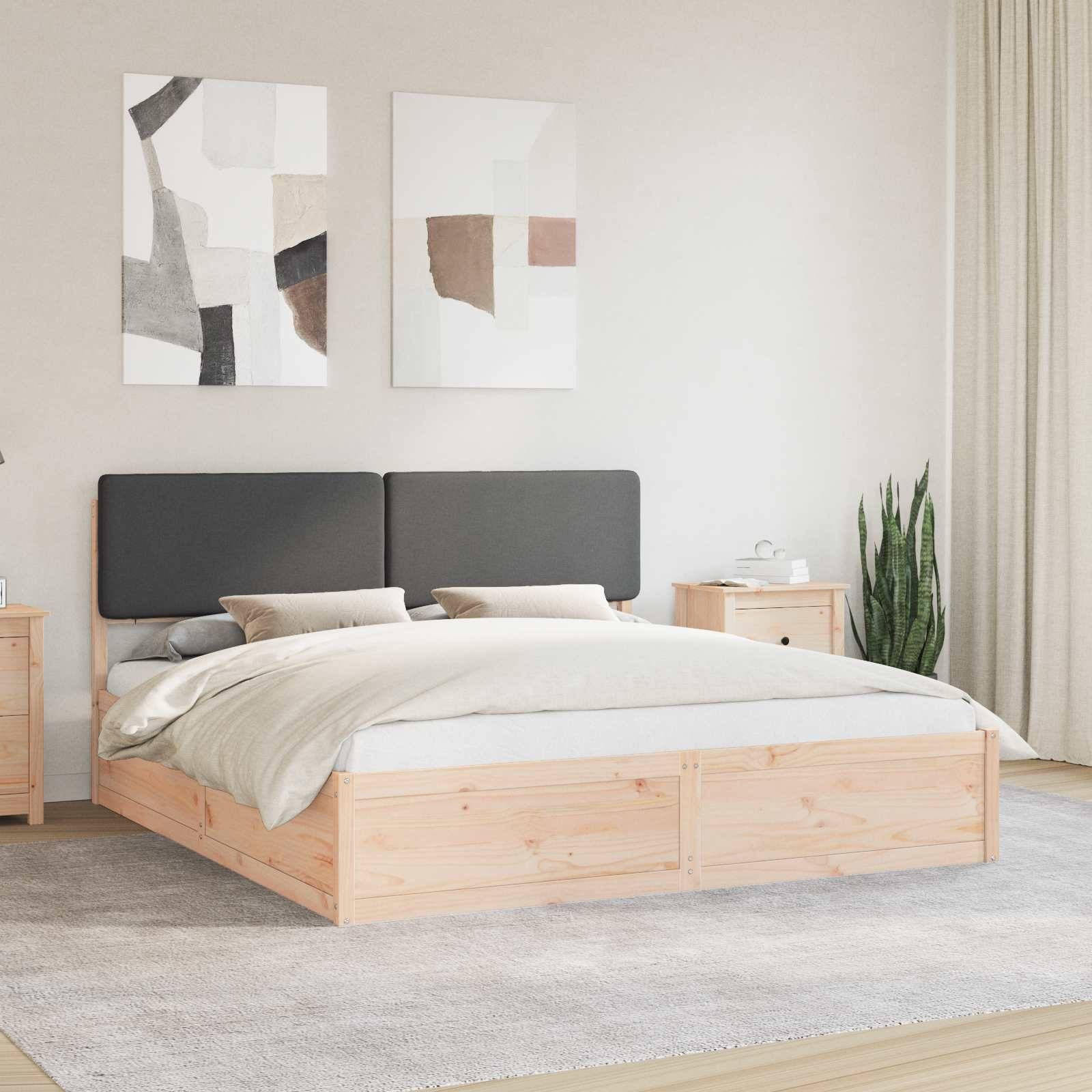 vidaXL Bettgestell mit gepolstertem Kopfteil Dunkelgrau 180 x 200 cm