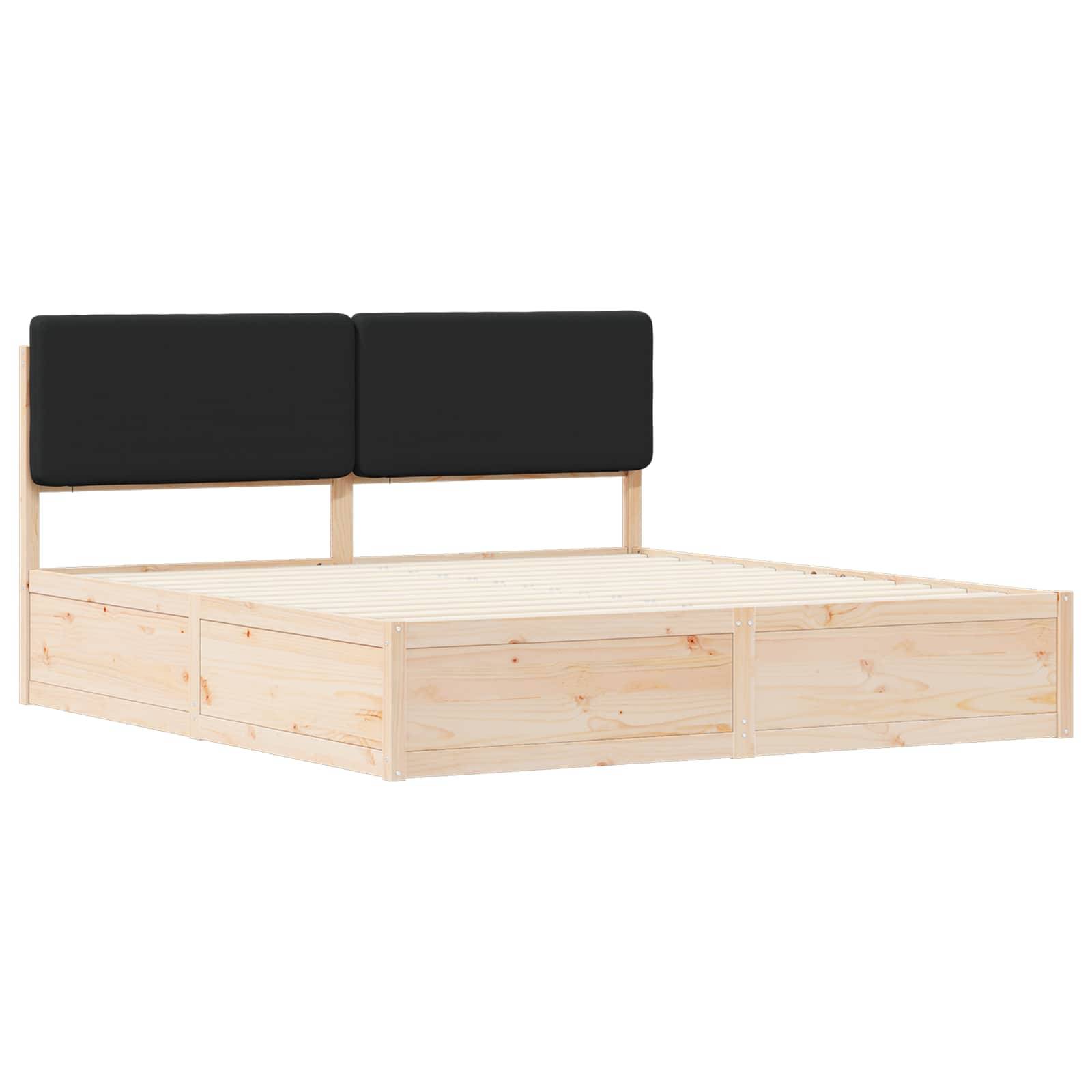 vidaXL Bettgestell mit gepolstertem Kopfteil Schwarz 180 x 200 cm