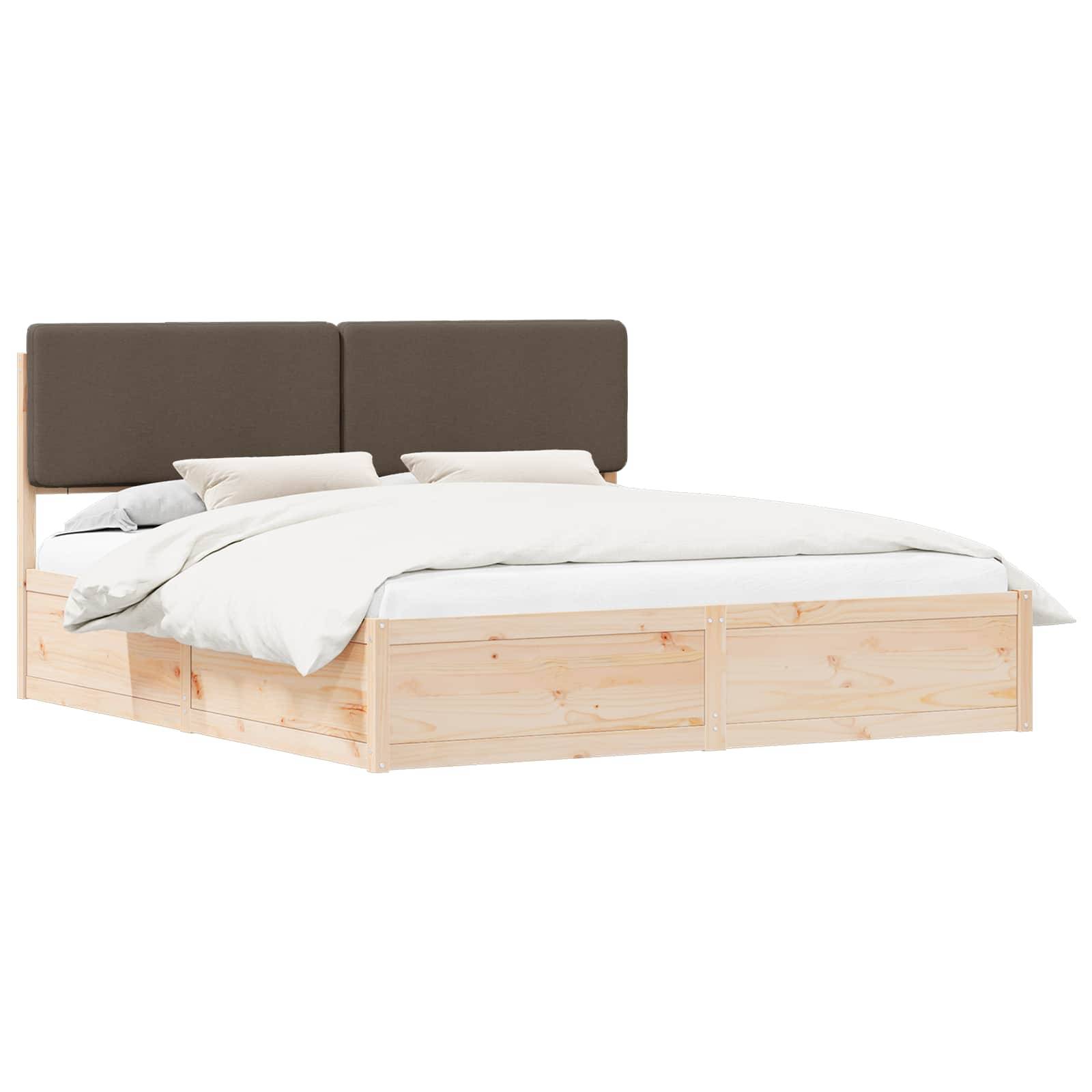vidaXL Bettgestell mit gepolstertem Kopfteil Taupe 200 x 200 cm