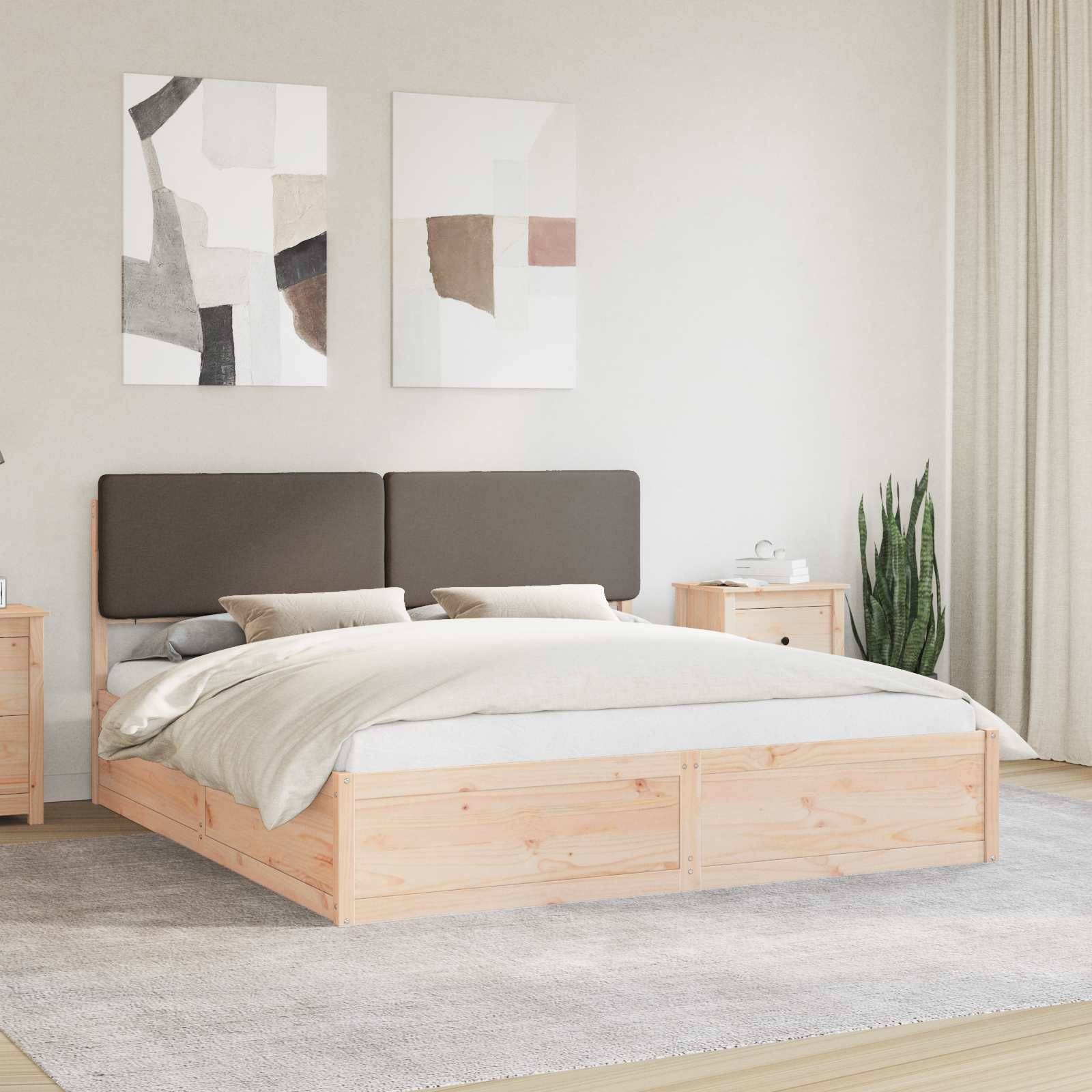 vidaXL Bettgestell mit gepolstertem Kopfteil Taupe 200 x 200 cm