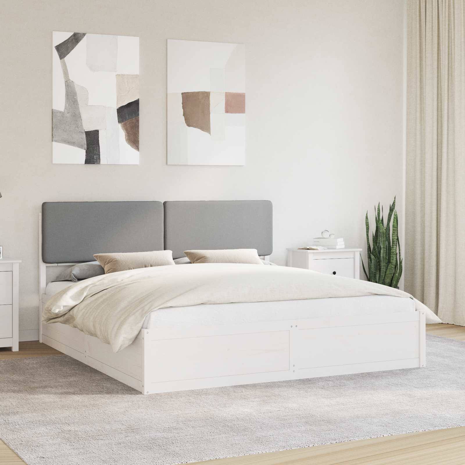 vidaXL Bettgestell mit gepolstertem Kopfteil Hellgrau 200 x 200 cm