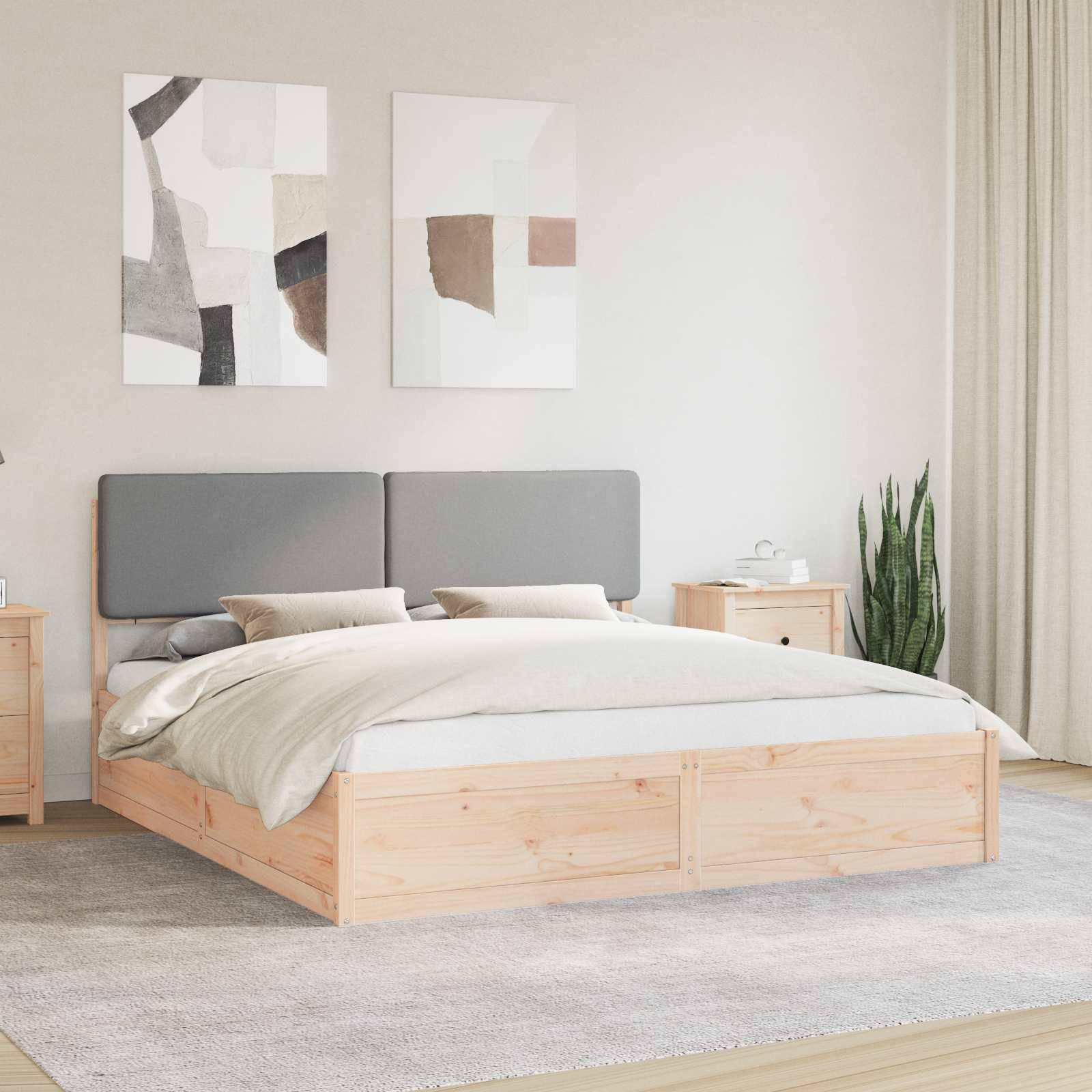 vidaXL Bettgestell mit gepolstertem Kopfteil Hellgrau 180 x 200 cm