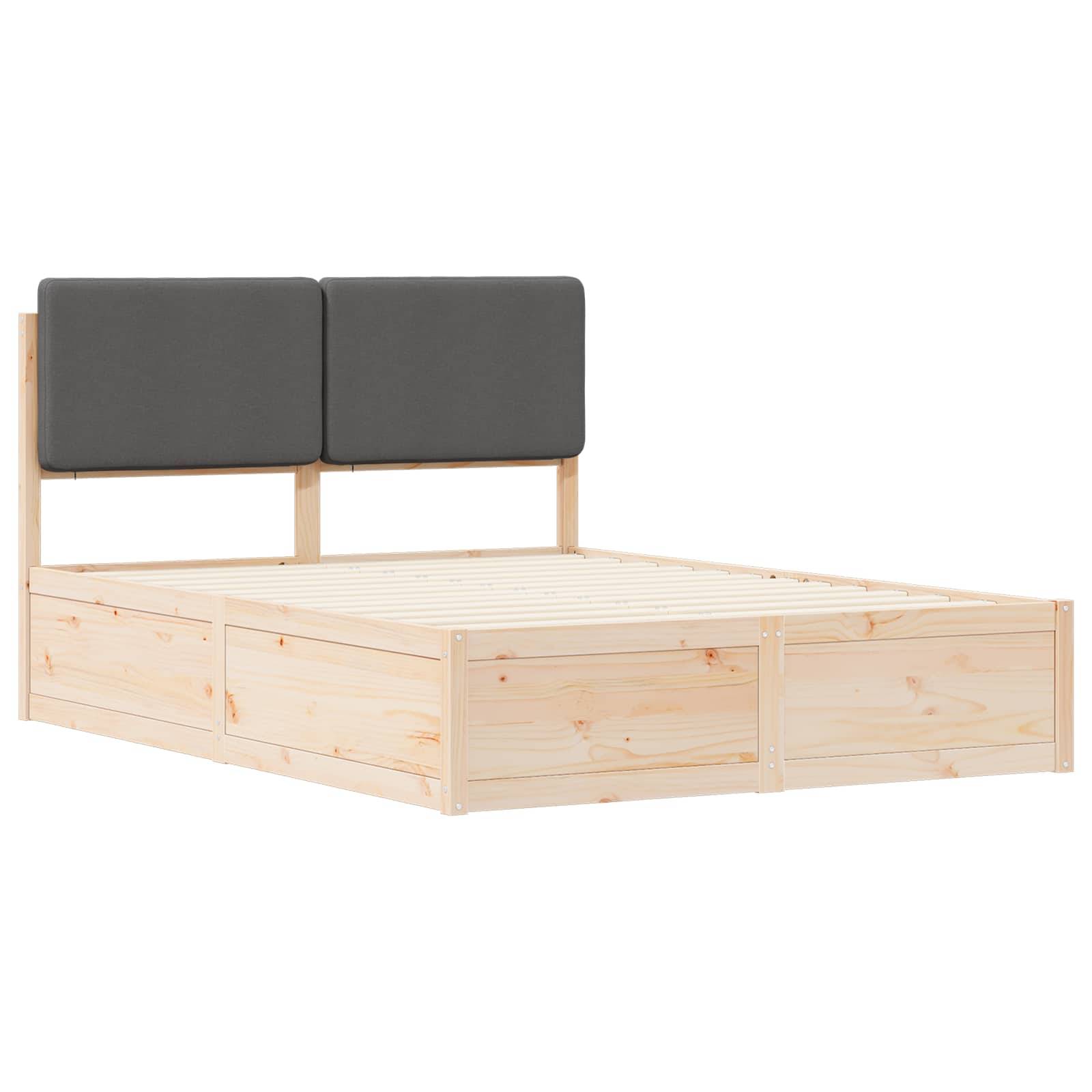 vidaXL Bettgestell mit gepolstertem Kopfteil Dunkelgrau 140 x 190 cm