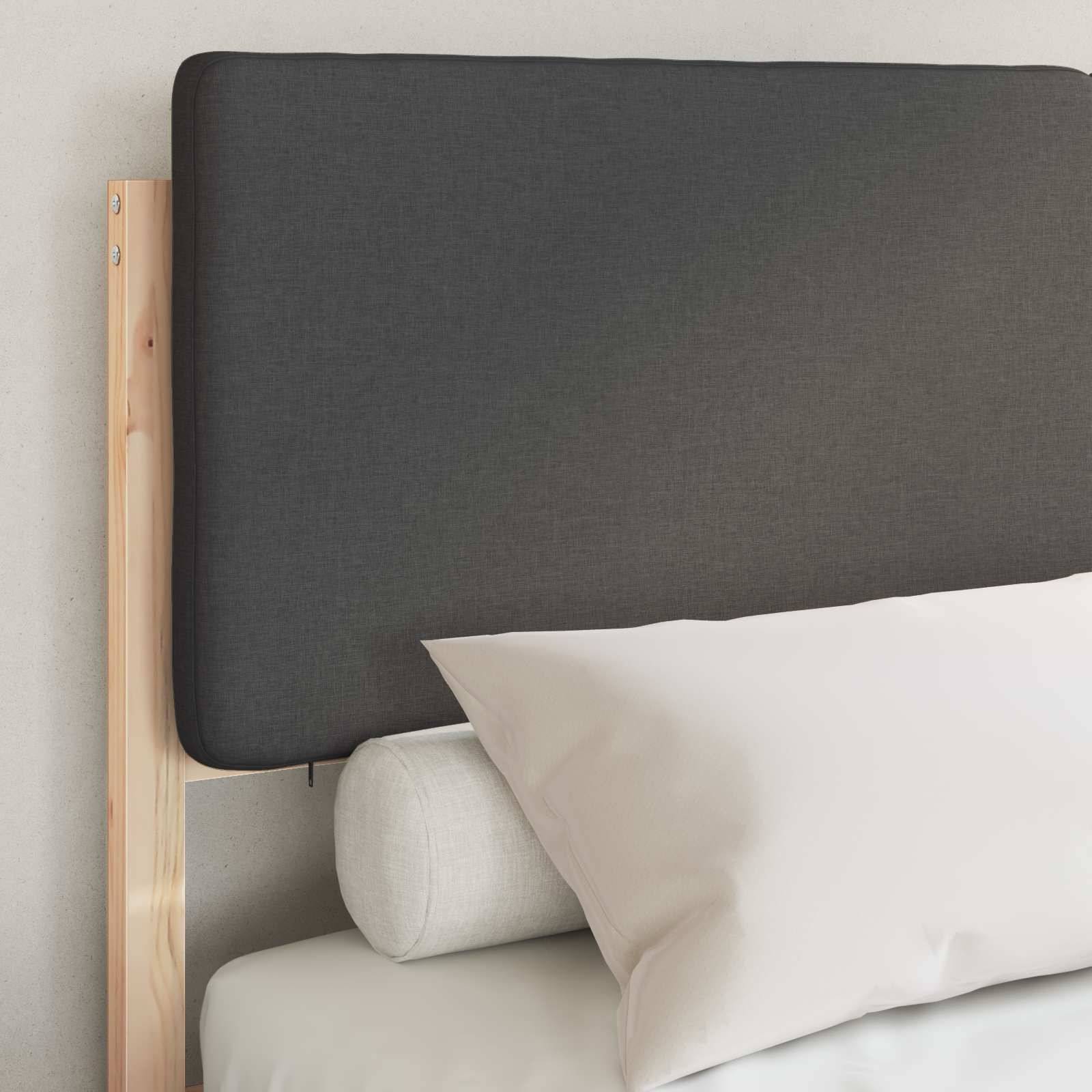 vidaXL Bettgestell mit gepolstertem Kopfteil Dunkelgrau 140 x 190 cm