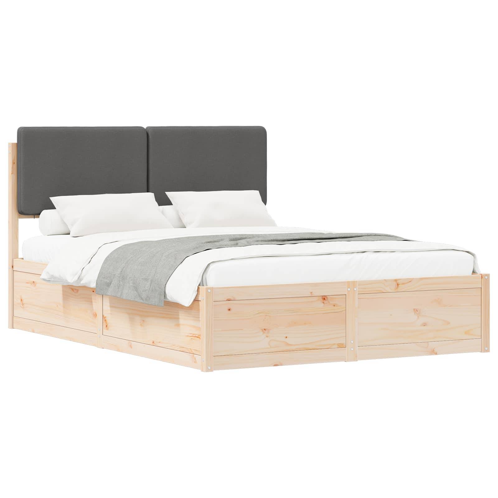 vidaXL Bettgestell mit gepolstertem Kopfteil Dunkelgrau 140 x 190 cm