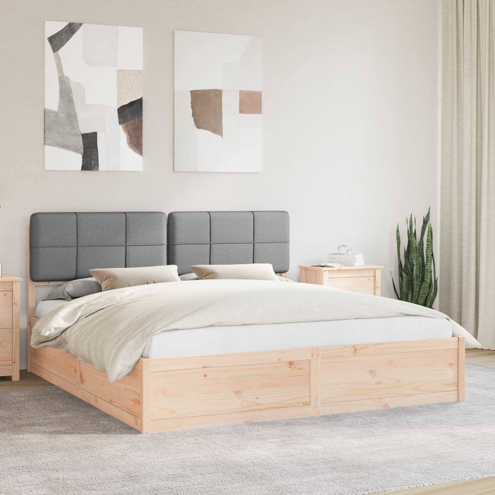 vidaXL Bettgestell mit gepolstertem Kopfteil Hellgrau 200 x 200 cm