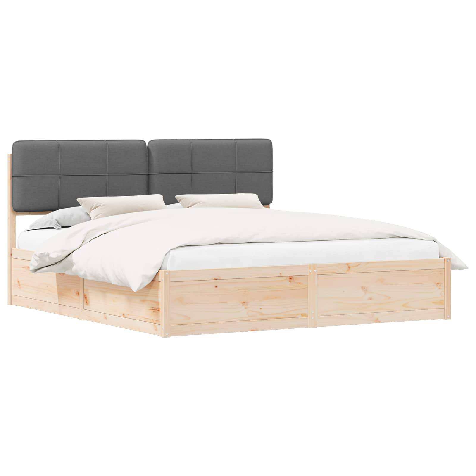 vidaXL Bettgestell mit gepolstertem Kopfteil Dunkelgrau 180 x 200 cm