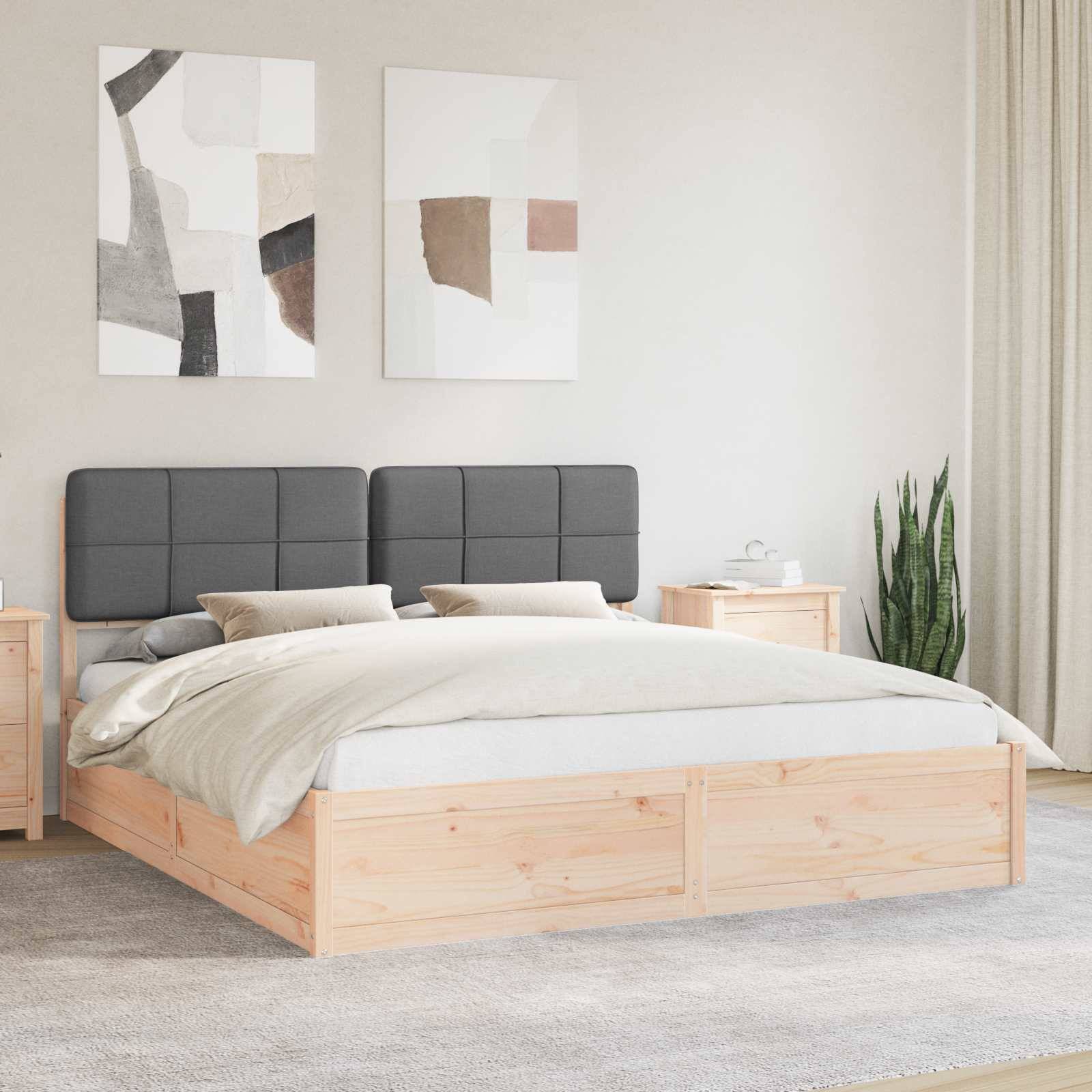 vidaXL Bettgestell mit gepolstertem Kopfteil Dunkelgrau 200 x 200 cm