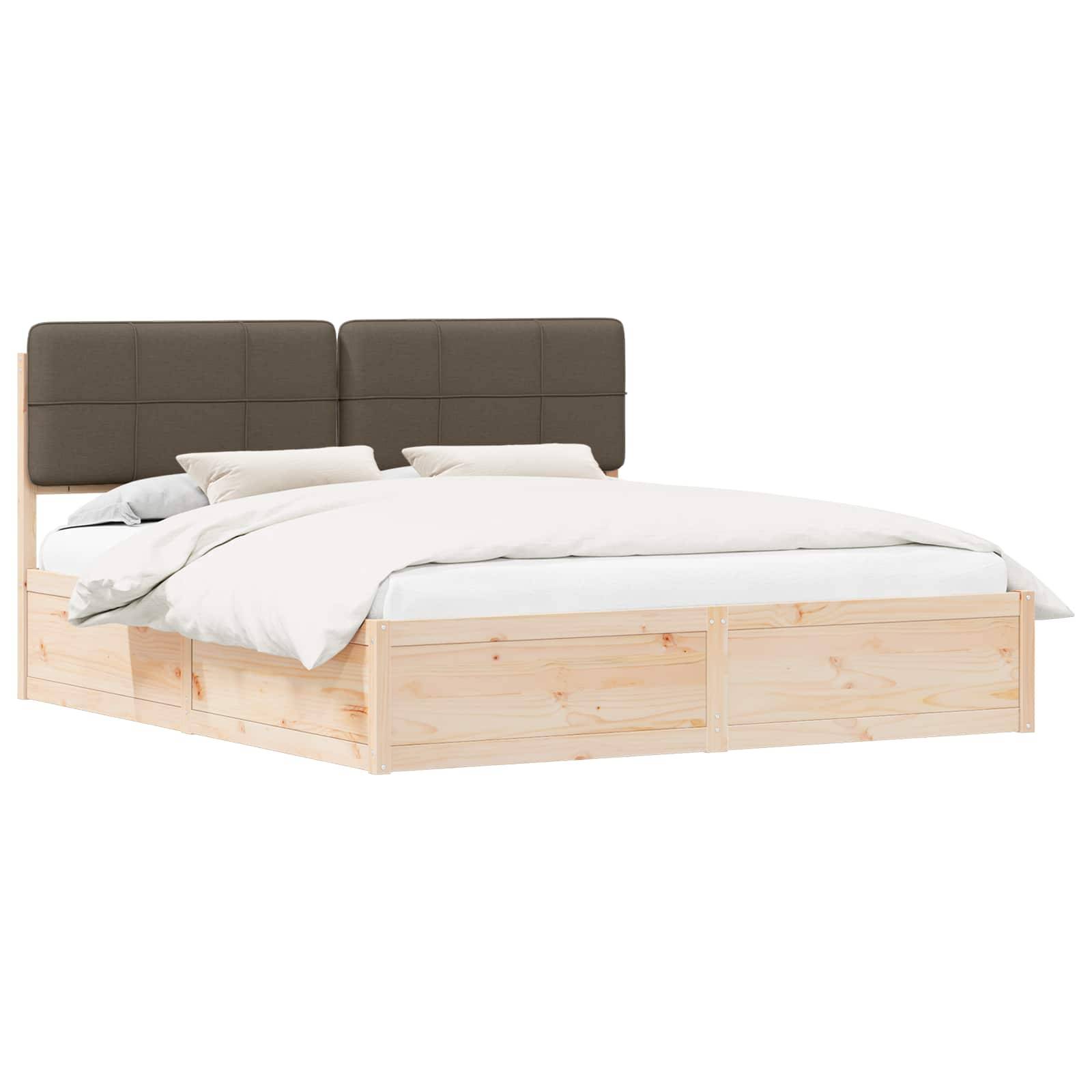 vidaXL Bettgestell mit gepolstertem Kopfteil Taupe 200 x 200 cm