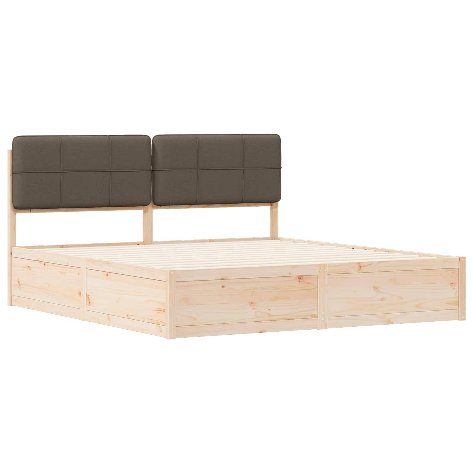 vidaXL Bettgestell mit gepolstertem Kopfteil Taupe 200 x 200 cm