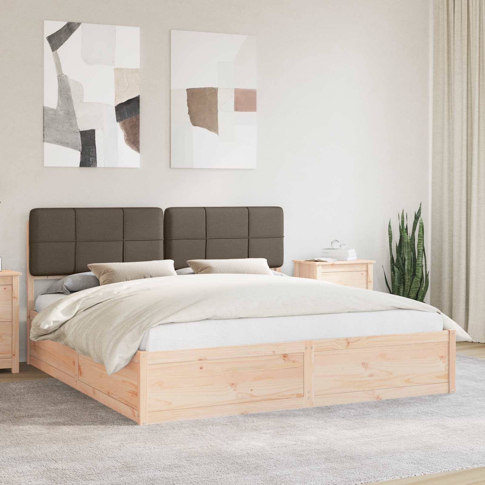vidaXL Bettgestell mit gepolstertem Kopfteil Taupe 200 x 200 cm