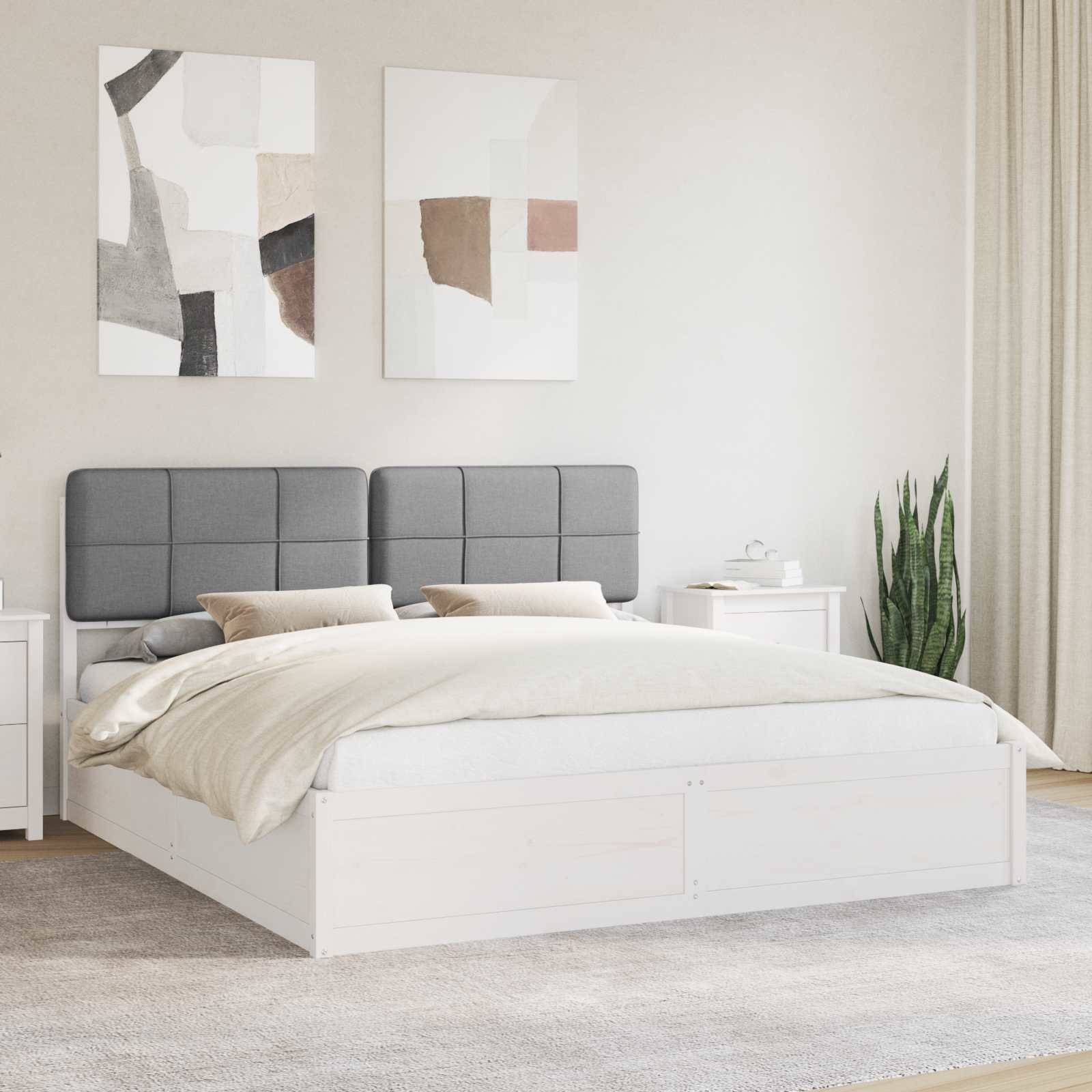vidaXL Bettgestell mit gepolstertem Kopfteil Hellgrau 200 x 200 cm