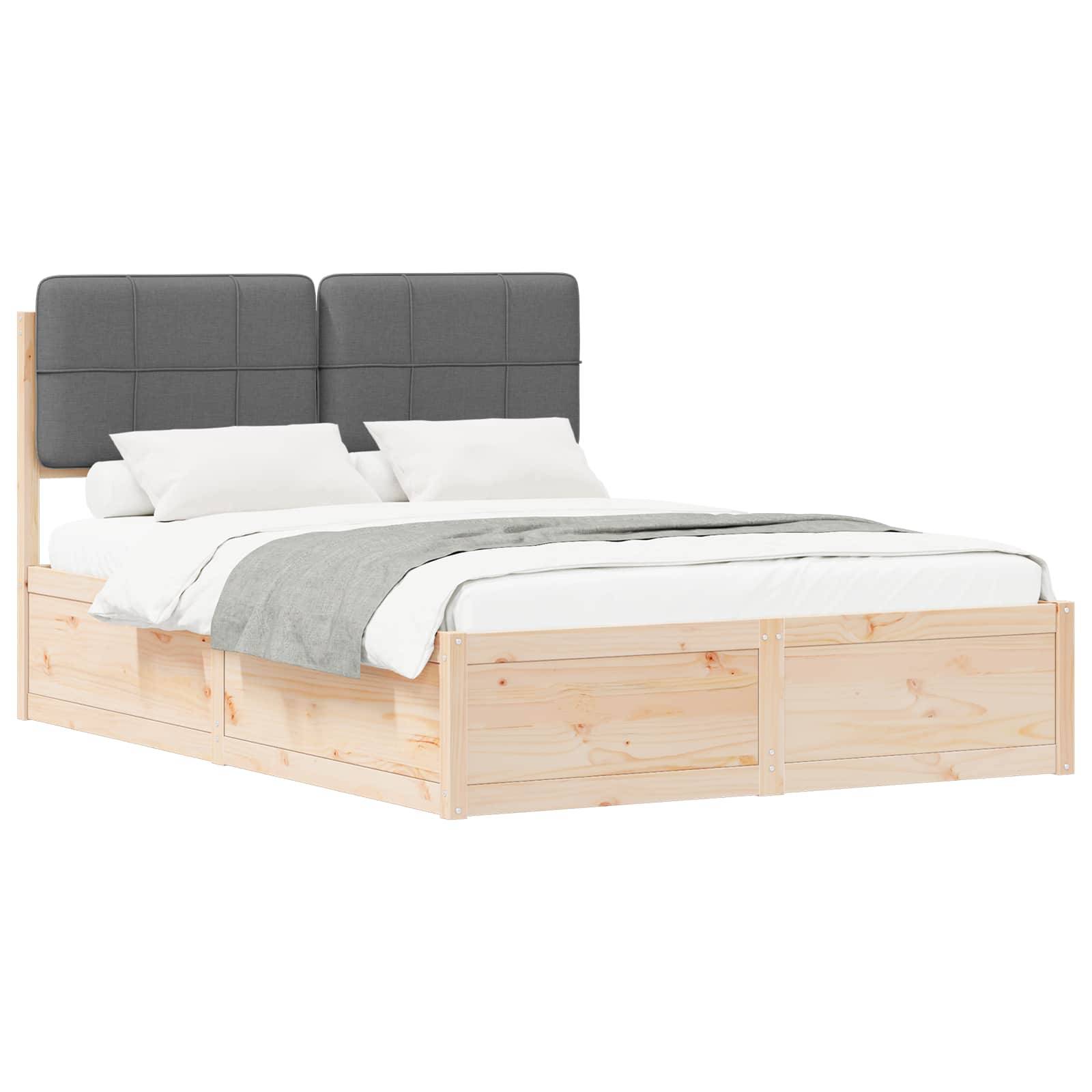 vidaXL Bettgestell mit gepolstertem Kopfteil Dunkelgrau 140 x 190 cm